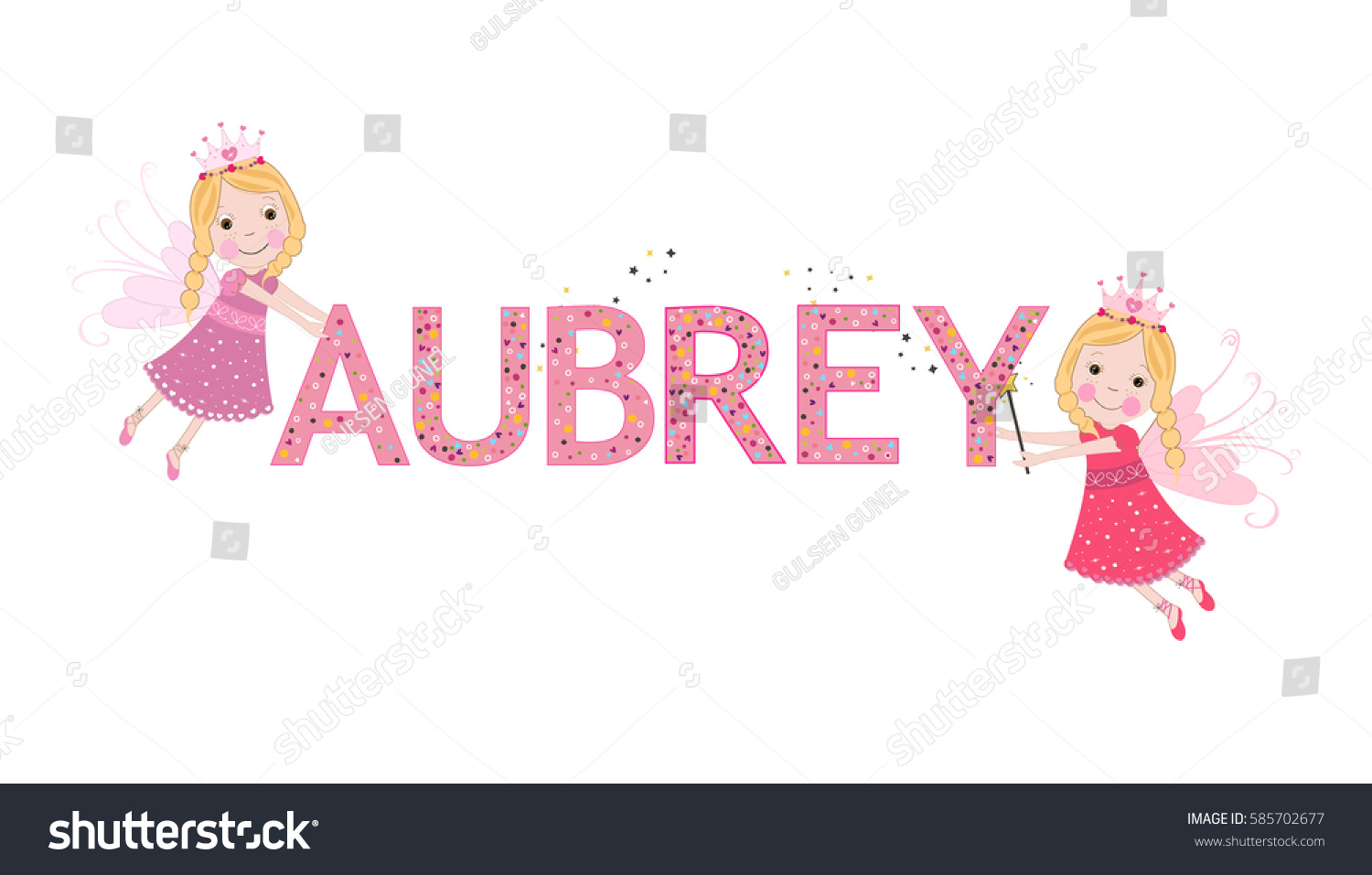 Aubrey Female Name Cute Fairy Tale Stock Vector (Royalty Free) 585702677