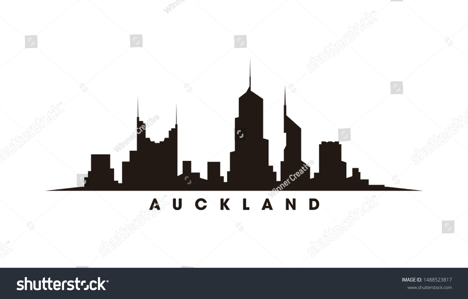 Auckland Skyline Landmarks Silhouette Vector Stock Vector (Royalty Free ...