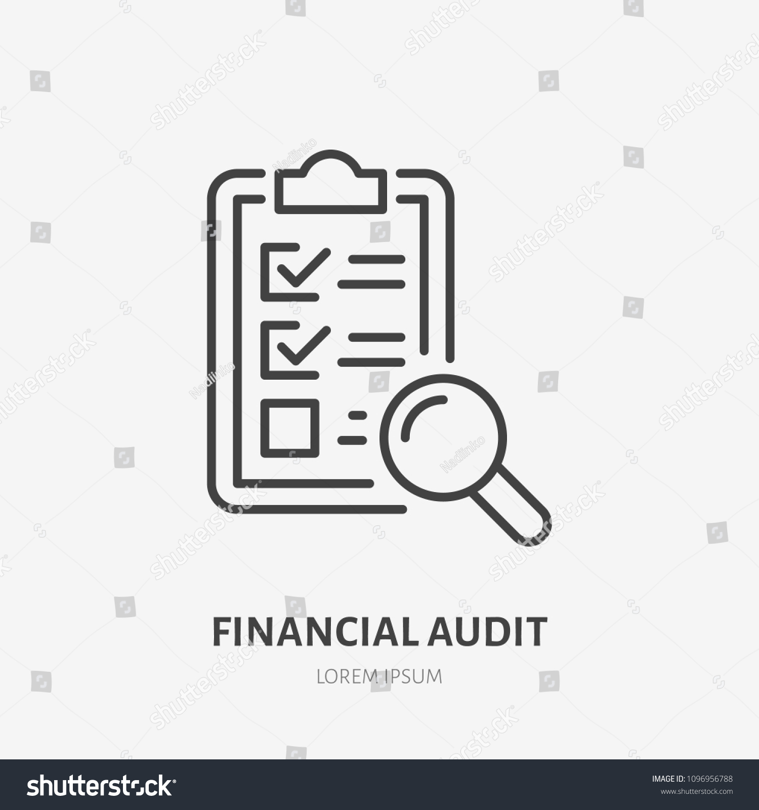 Audit Flat Line Icon Check List Stock Vector (Royalty Free) 1096956788