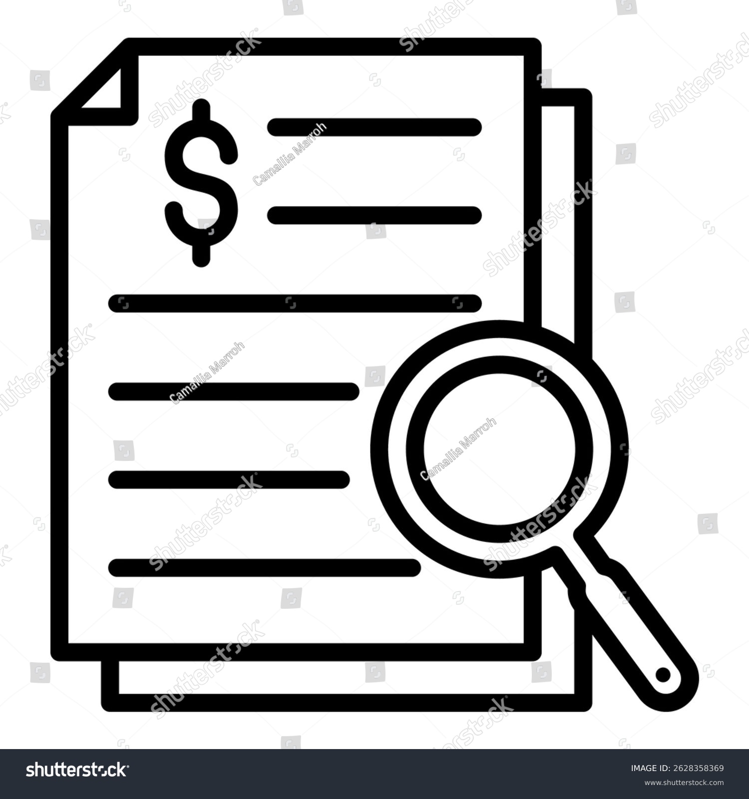 financial document analysis with magnifying glass clip art preview