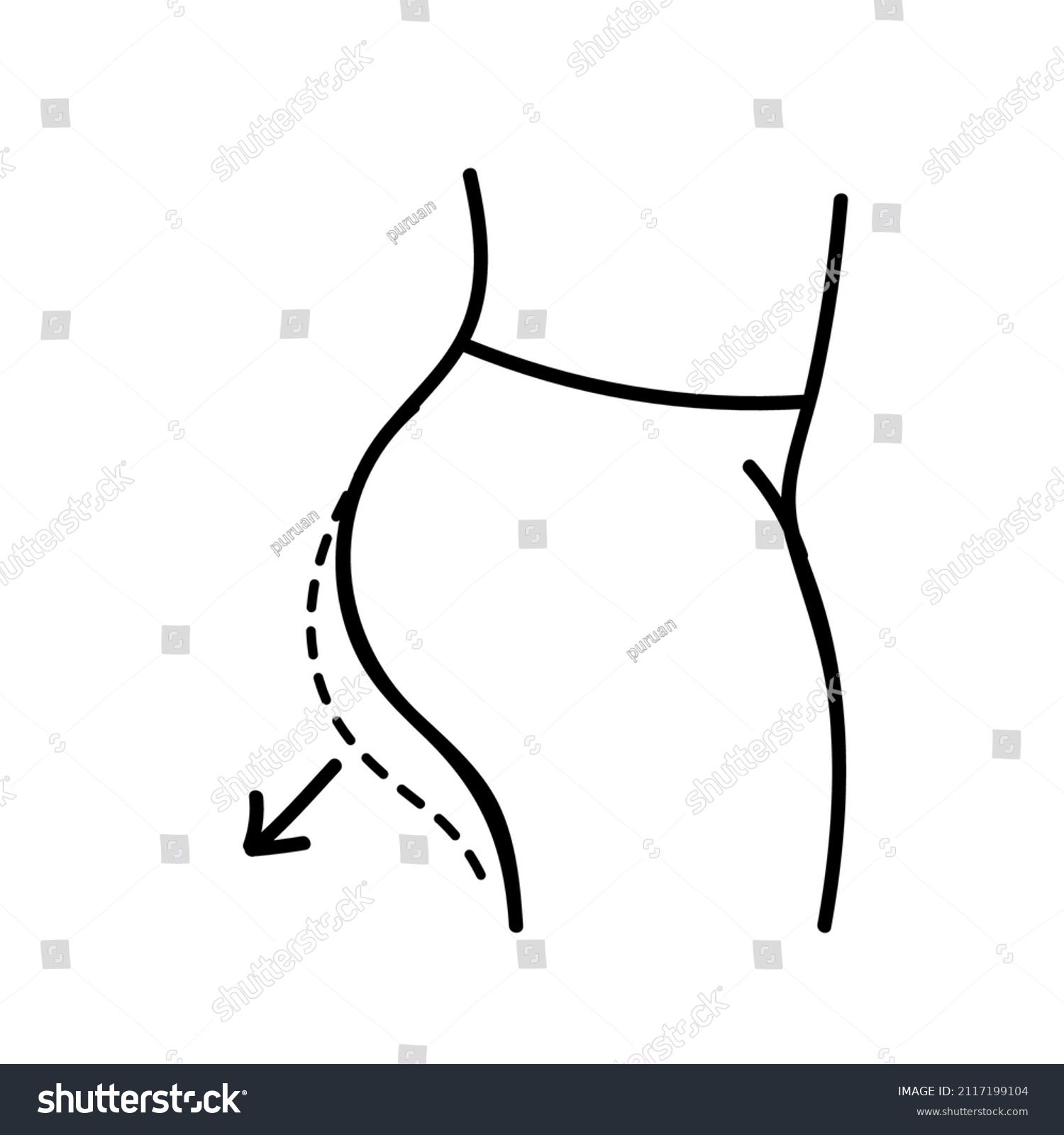 Augmented Woman Buttock Icon Black White Stock Vector (Royalty Free ...