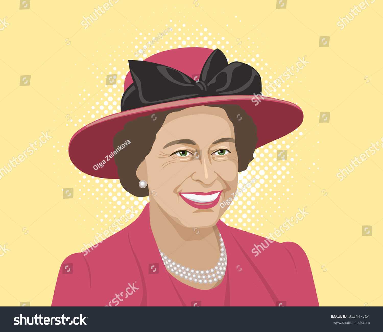 August 4, 2015: A Vector Illustration Of A Portrait Of Queen Elizabeth ...