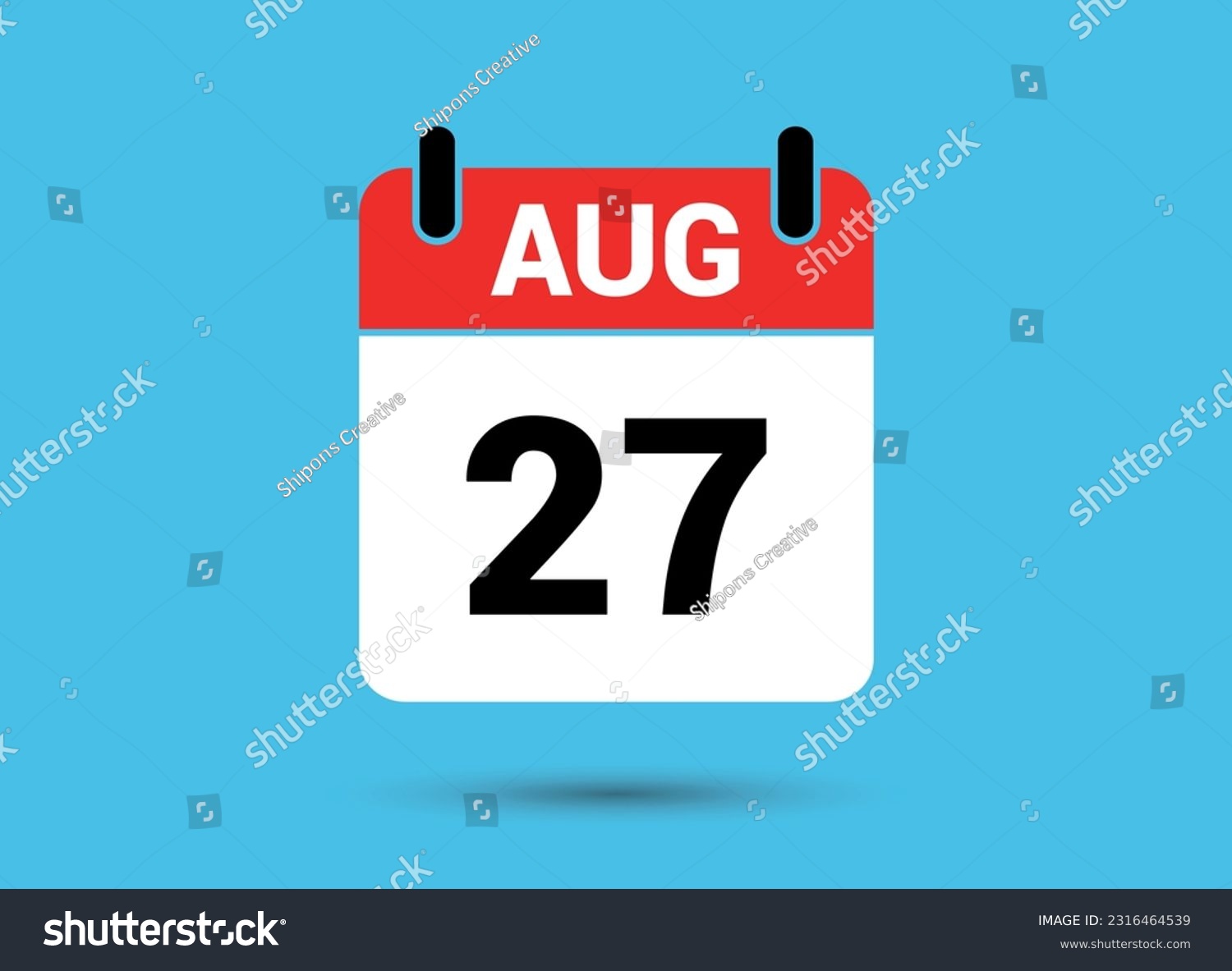 SVG of August 27 Calendar Date Flat Icon Day 27 Vector Illustration svg