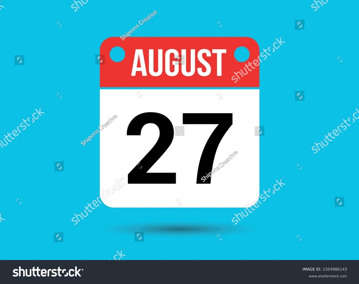 SVG of August 27 Calendar Date Flat Icon Day 27 Vector Illustration svg
