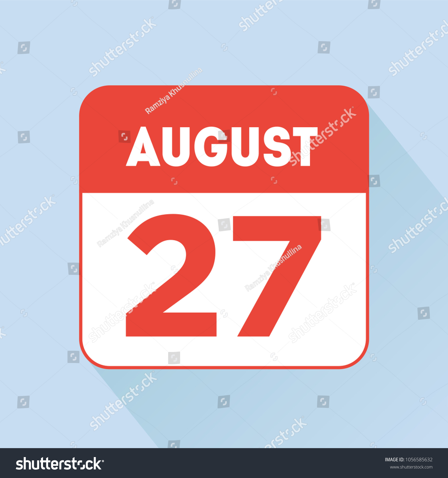 SVG of August 27 calendar icon red flat. The Day of Russian Cinema. Deadline reminder svg