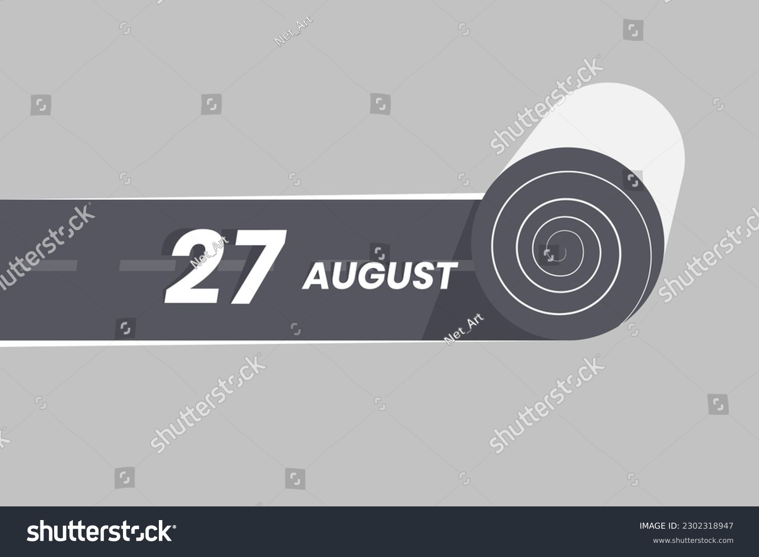 SVG of August 27 calendar icon rolling inside the road. 27 August Date Month icon vector illustrator. svg