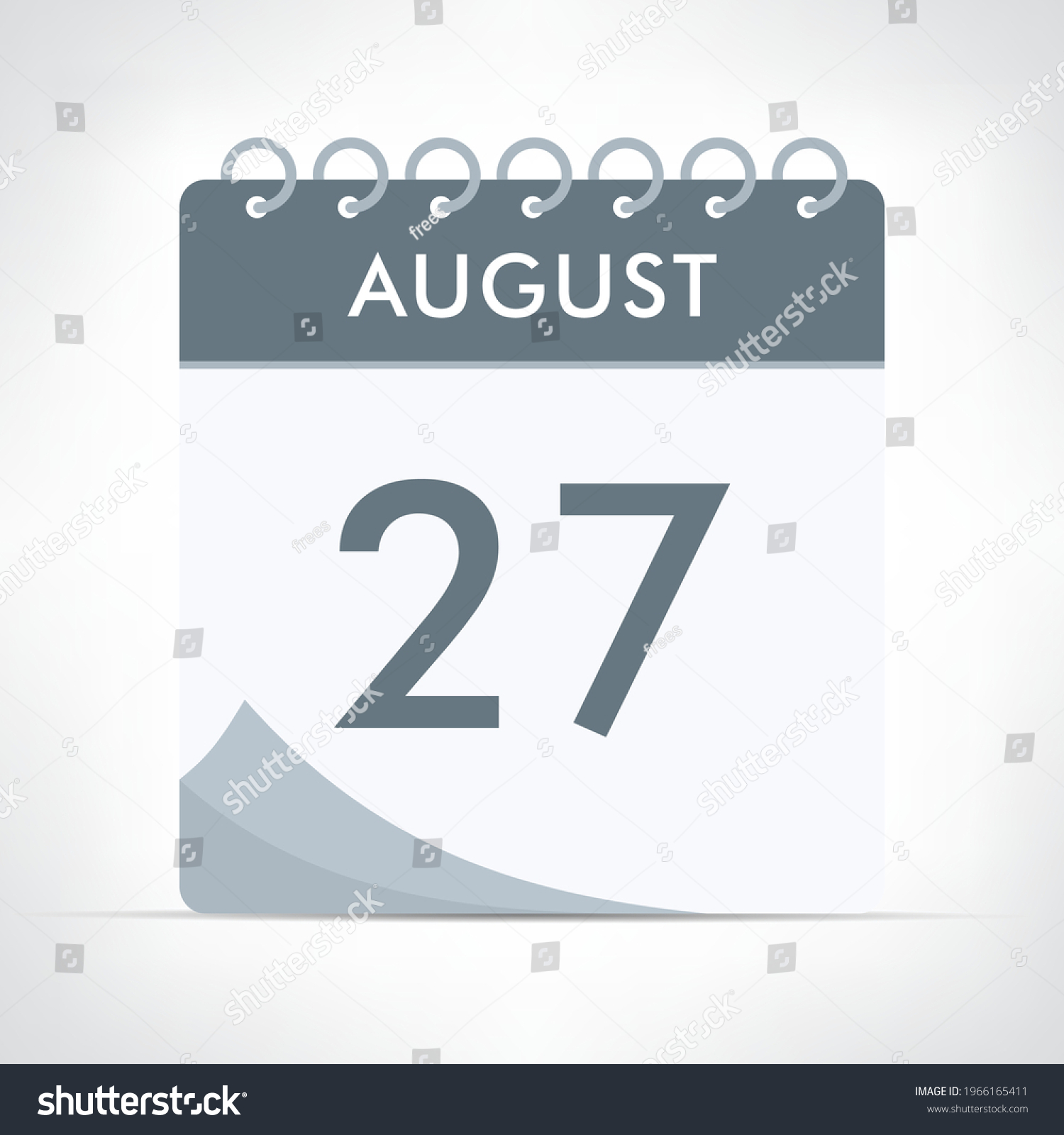 SVG of August 27 Calendar Icon  Vector Illustration. Gray calendar. svg