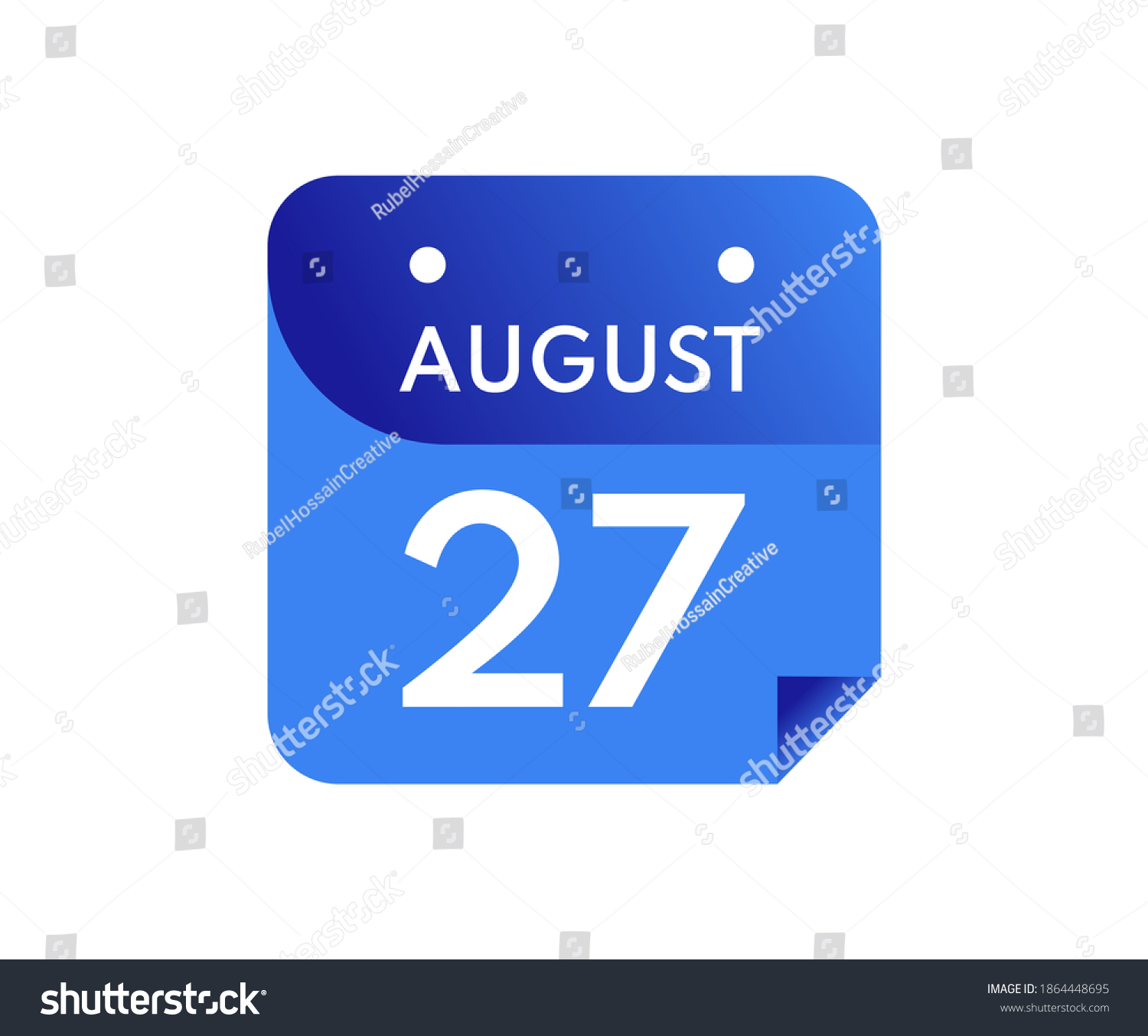 SVG of August 27 Date on a Single Day Calendar in Flat Style, 27 August calendar icon svg