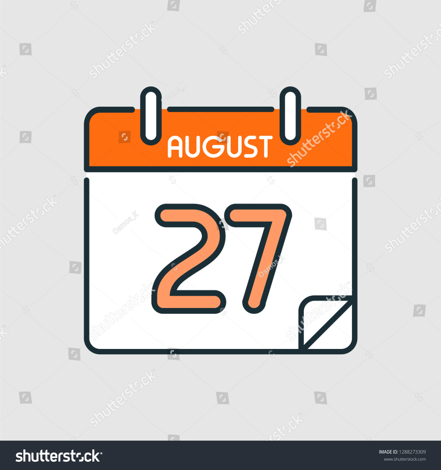 SVG of August 27. Flat icon calendar isolated on gray background. Vector illustration. svg