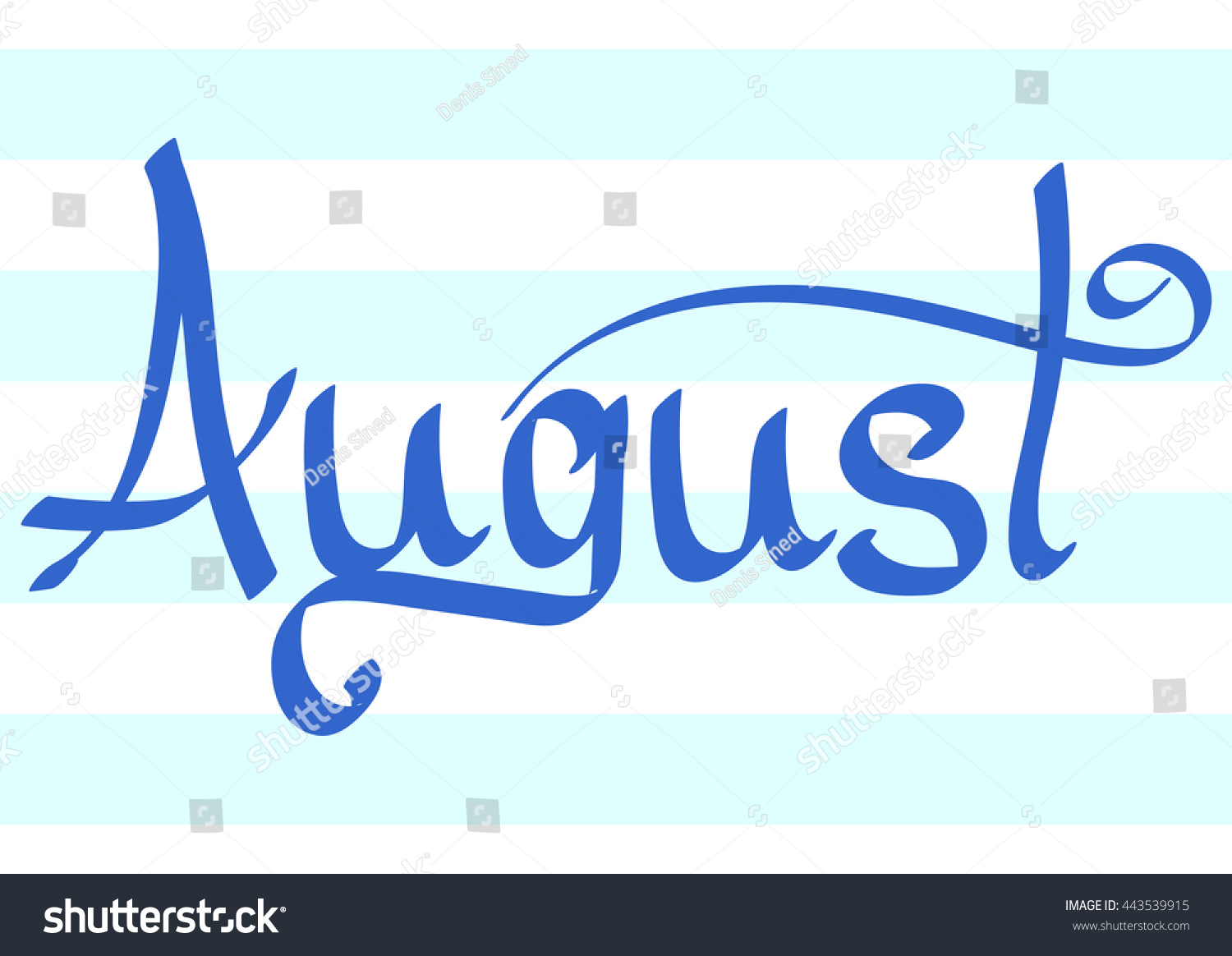 August Isolated Calligraphy Striped Background Word Stock Vector ...