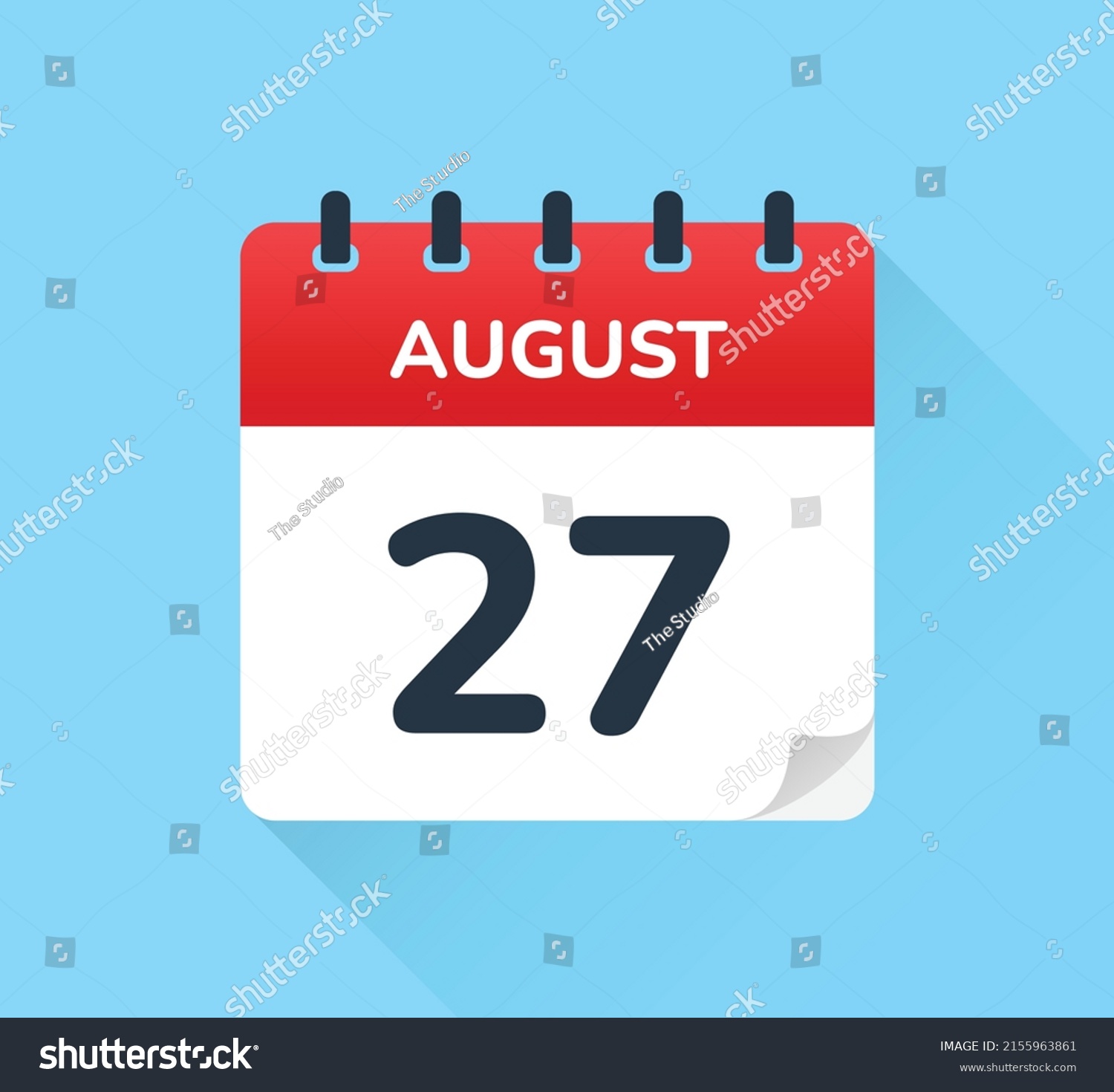 SVG of August 27, twenty-seven of the month. Vector flat design of daily calendar icon. Date and day of the year. svg