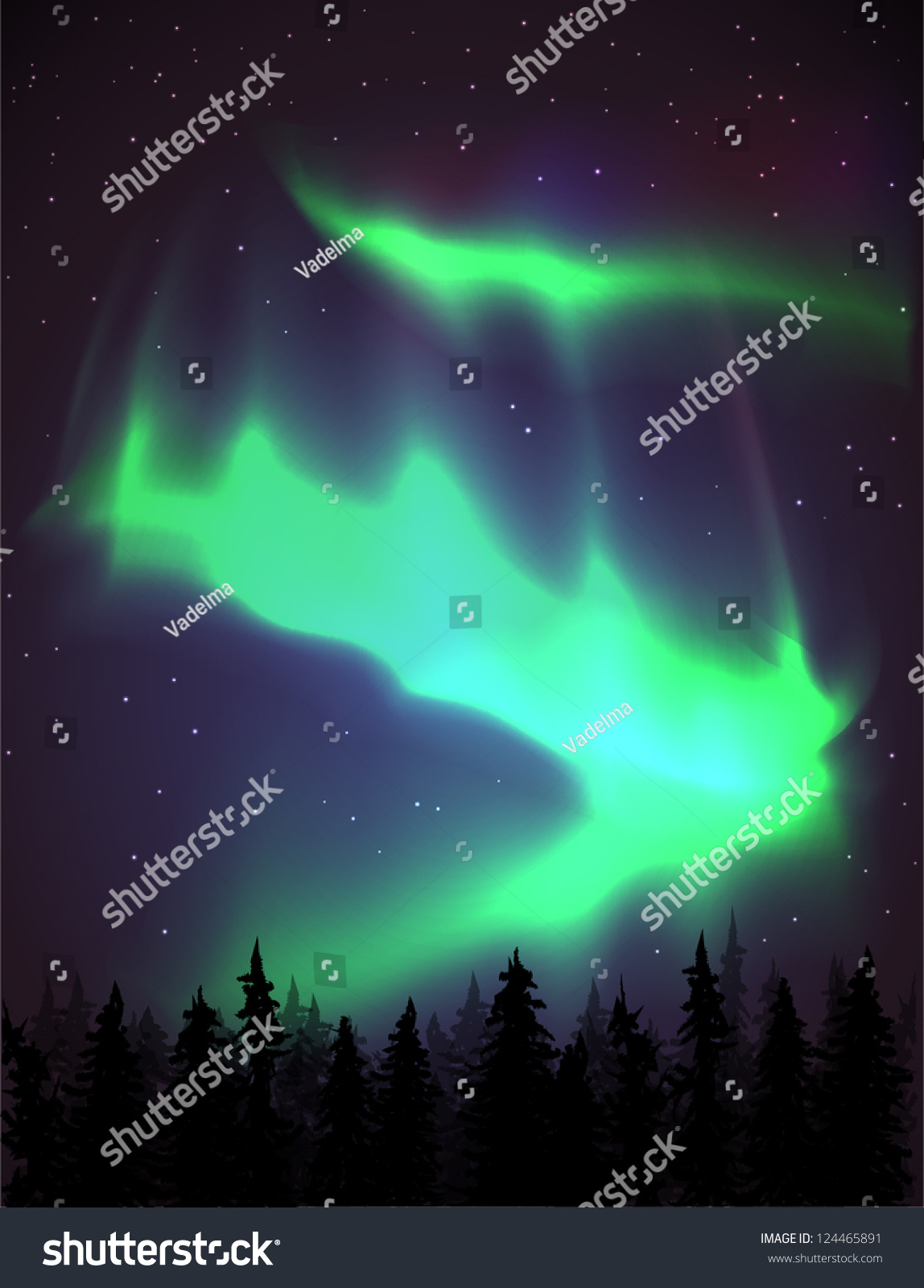 Aurora Borealis Background Vector Illustration Stock Vector 124465891 ...