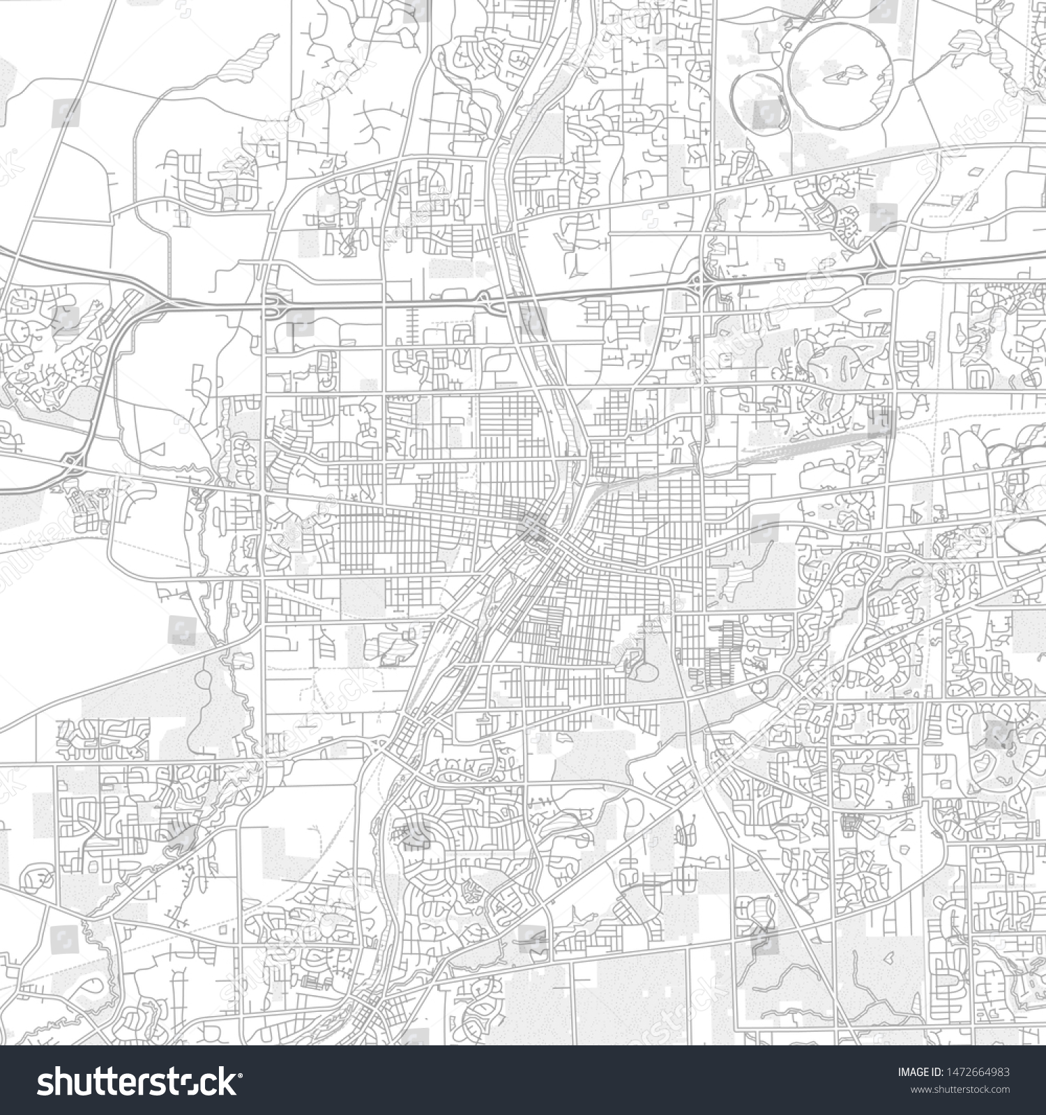SVG of Aurora, Illinois, USA, bright outlined vector map with bigger and minor roads and steets created for infographic backgrounds. svg