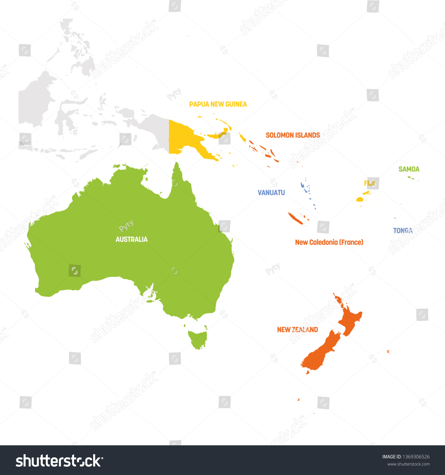 Map Of Fiji And Australia Australia Oceania Region Map Countries South Stockvektor (Royaltyfri)  1353365639 | Shutterstock