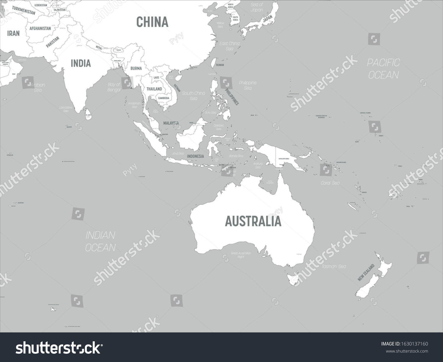 Australia And South East Asia Map Australia Southeast Asia Map White Lands Stock Vector (Royalty Free)  1630137160 | Shutterstock