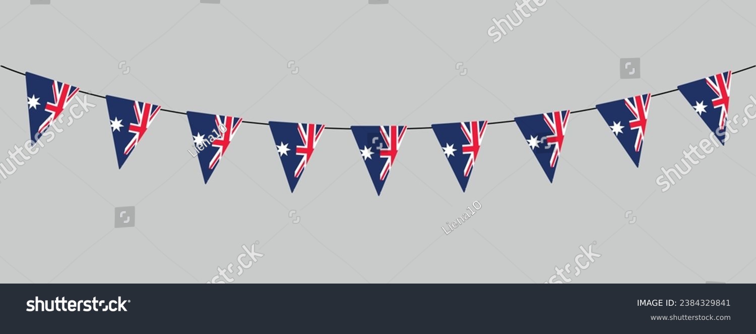 SVG of Australia day triangle flag banner in australian flag colors, panoramic vector decorative element svg