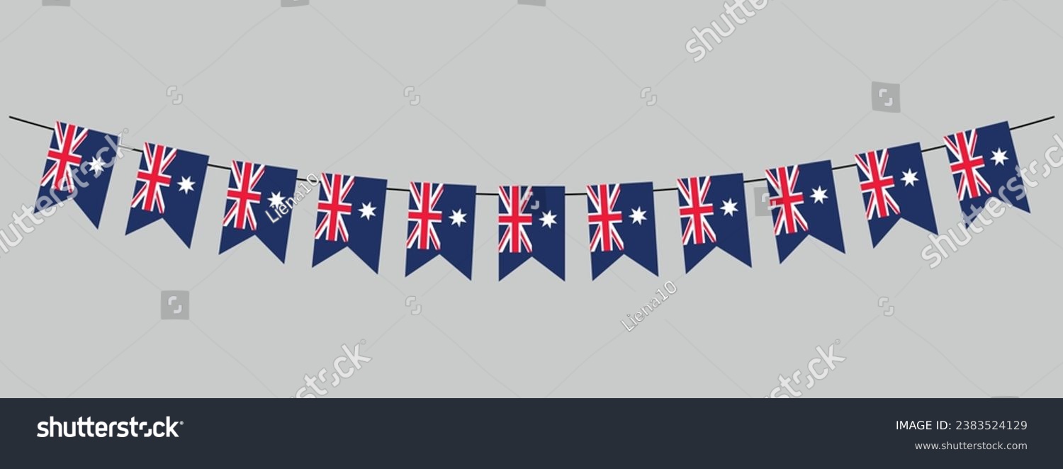 SVG of Australia flag garland, hang bunting for Australian independence Day celebration banner, vector illustration svg