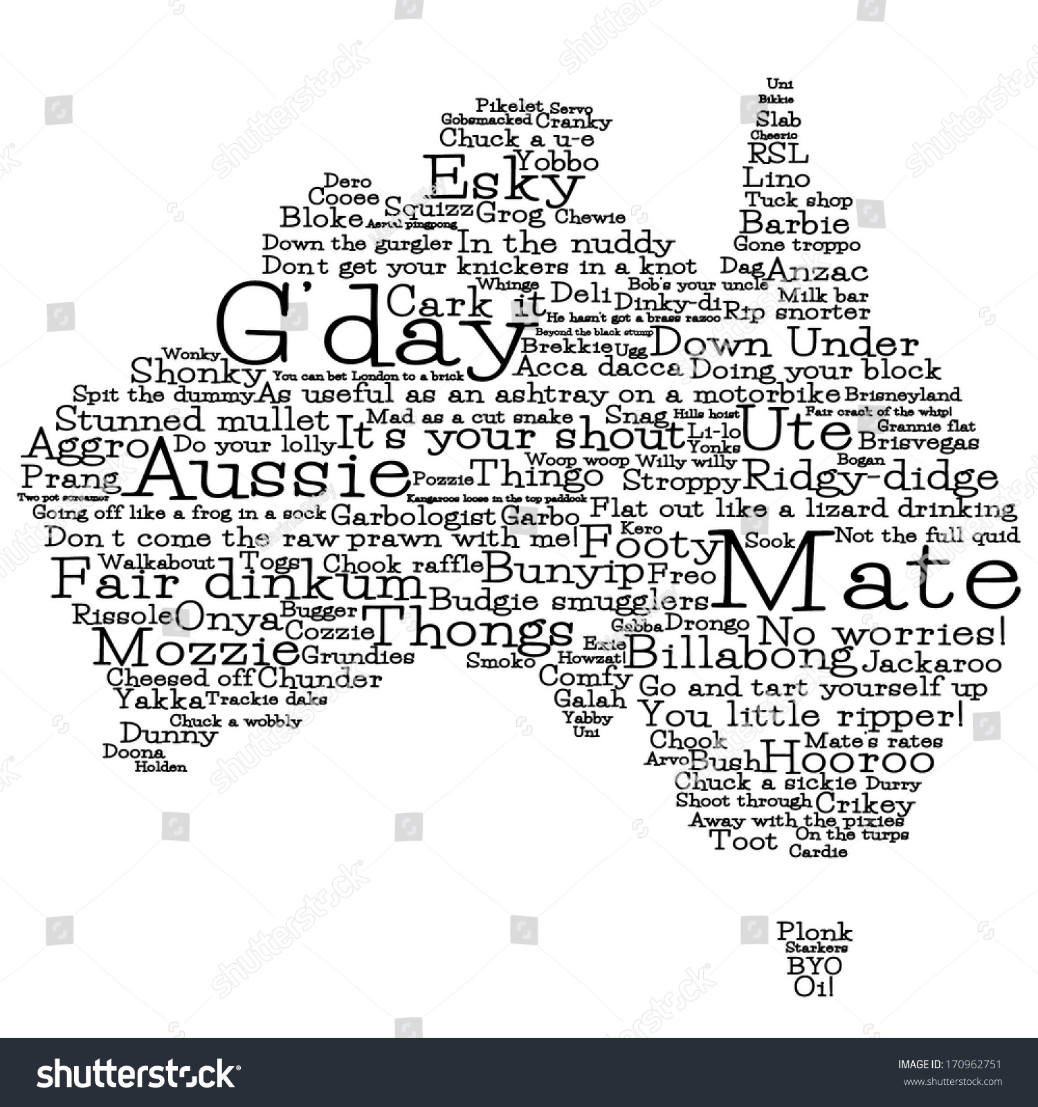 Australia Map Made Australian Slang Vector (Royalty Free) 170962751