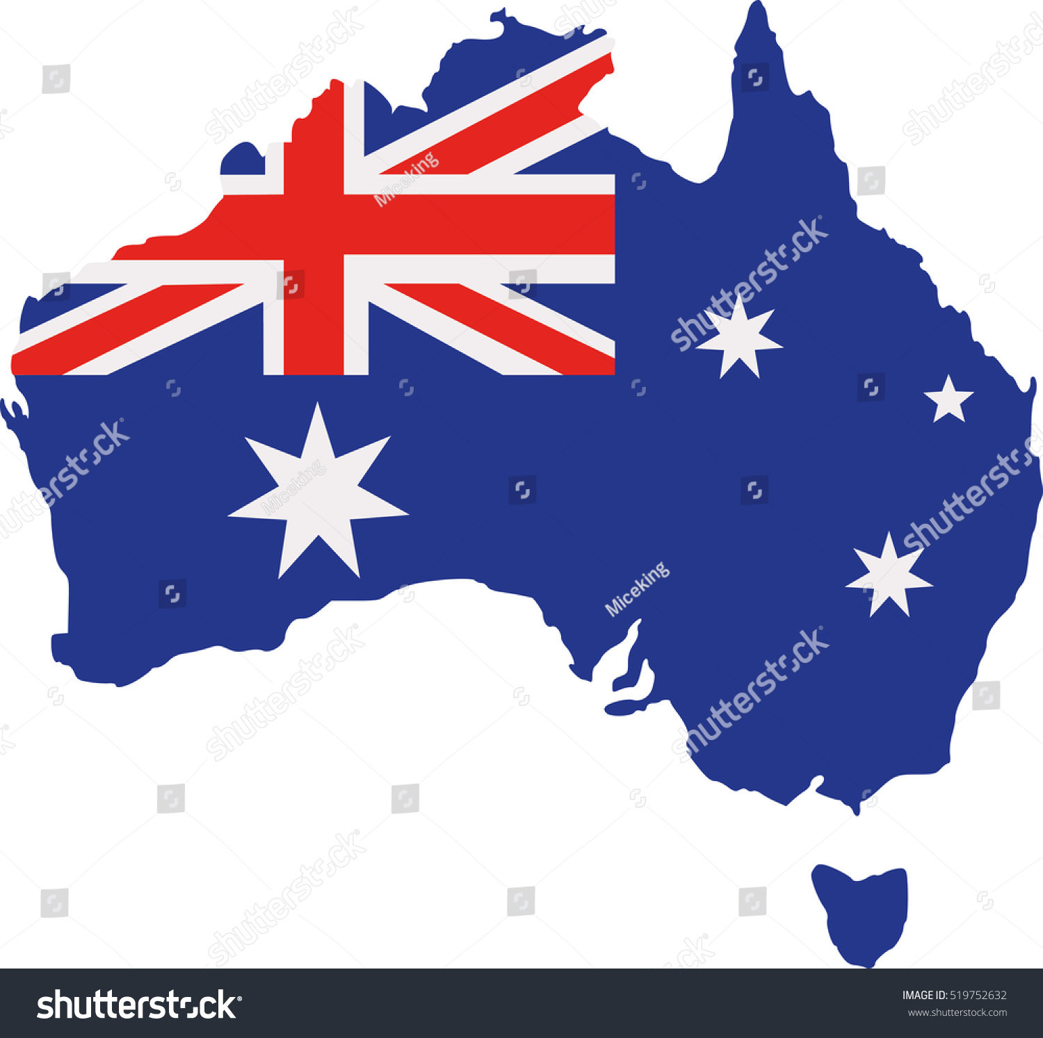 Australia map with flag