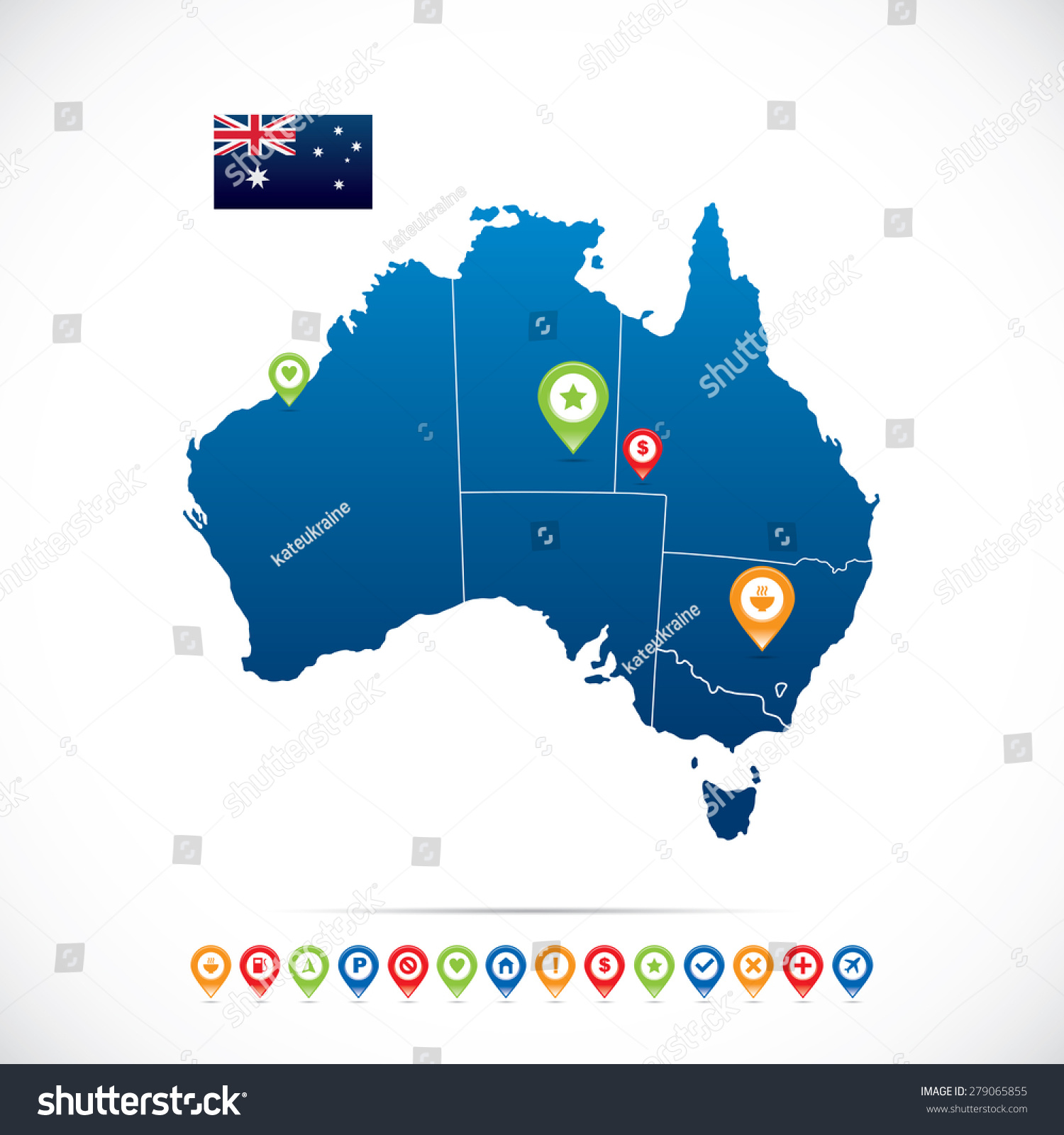 Australia Map Icons Stock Vector (Royalty Free) 279065855