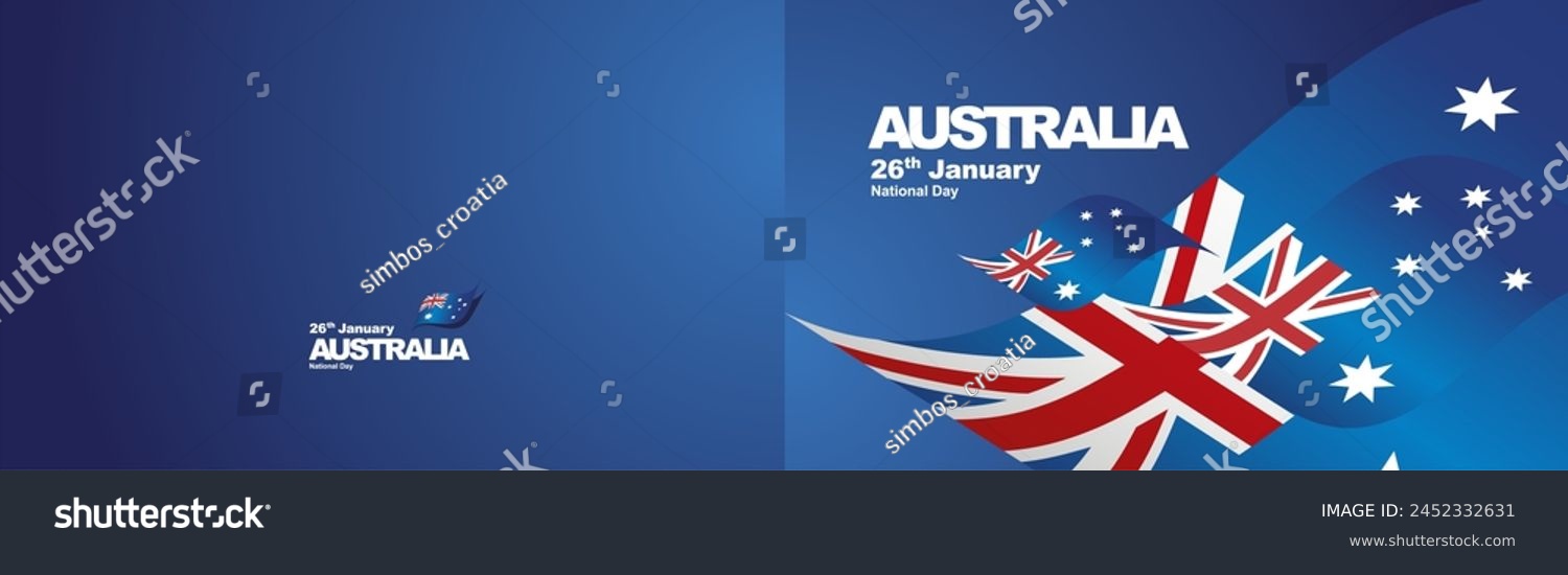 SVG of Australia National Day flag ribbon two fold landscape background svg