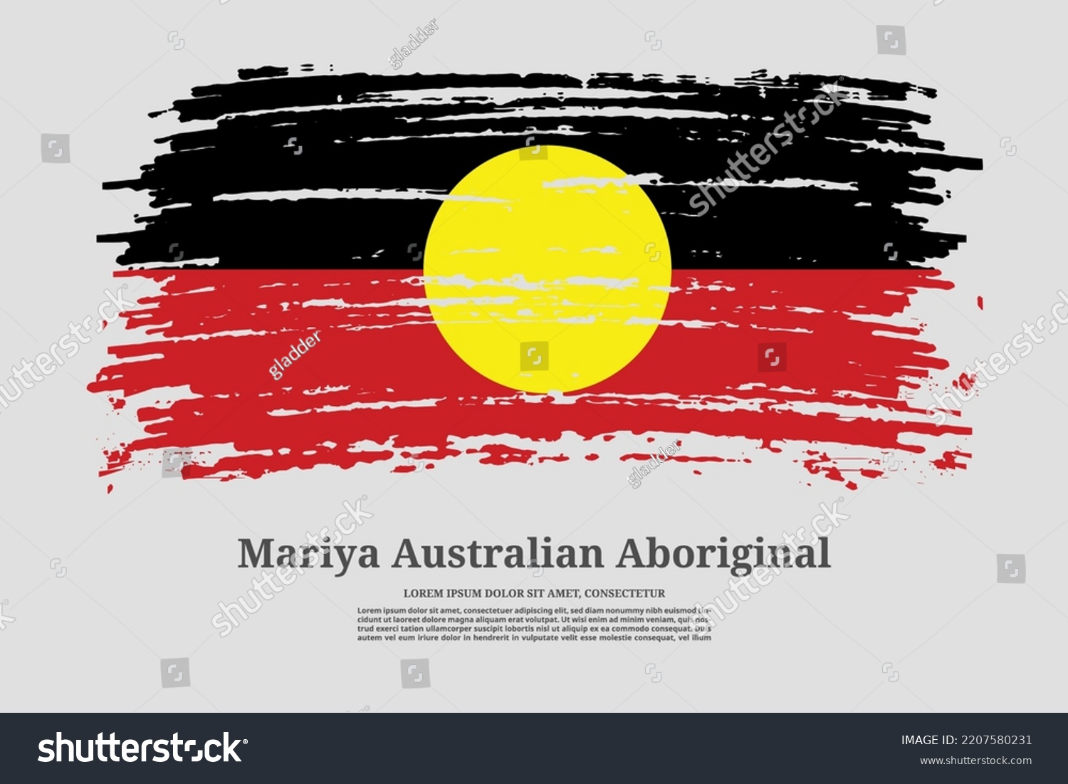 SVG of Australian Aboriginal - Mariya flag with brush stroke effect and information text poster, vector background svg