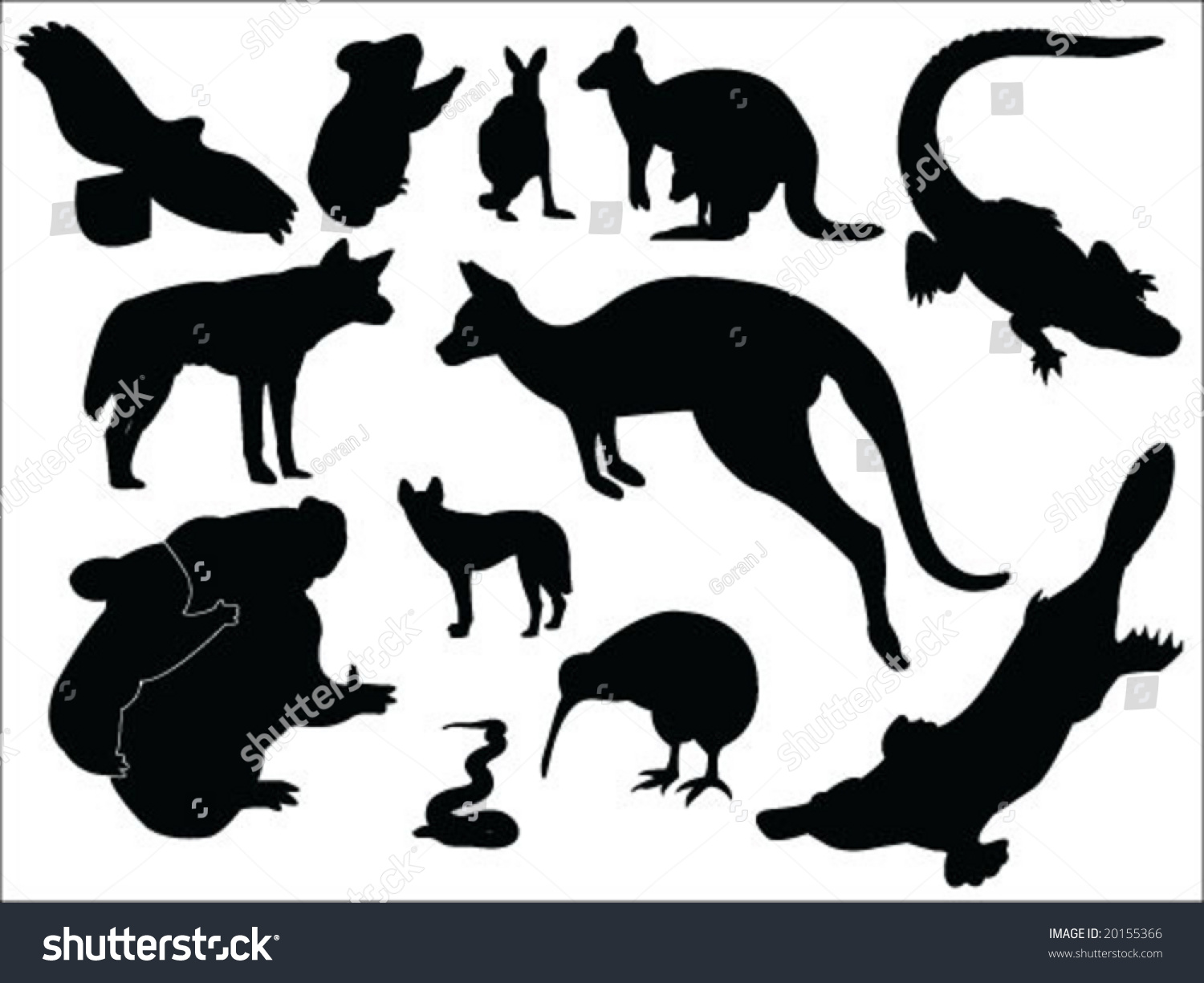 Download Australian Animals Silhouette Collection Stock Vector Royalty Free 20155366