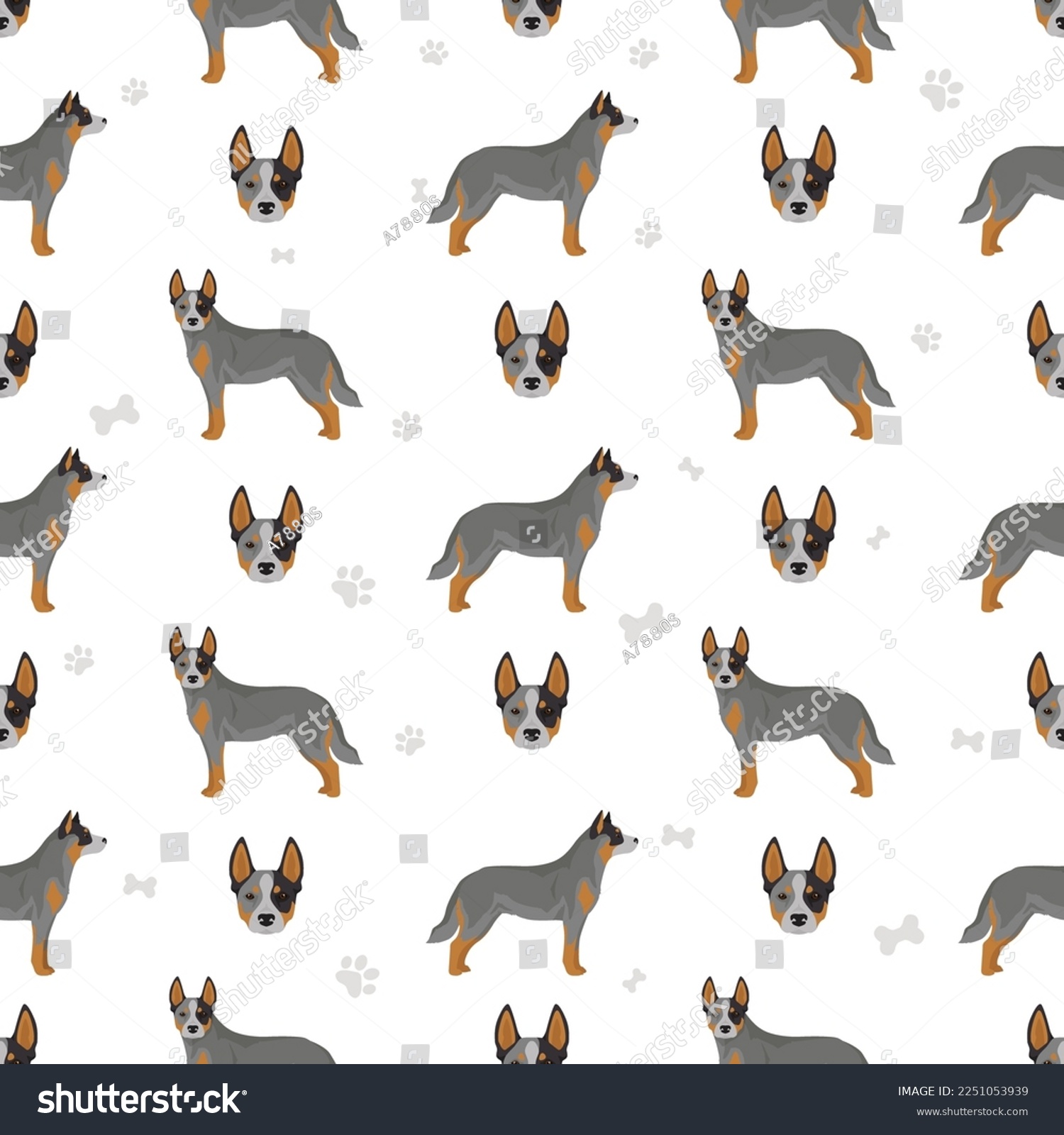 SVG of Australian cattle dog all colours seamless pattern.  Vector illustration svg
