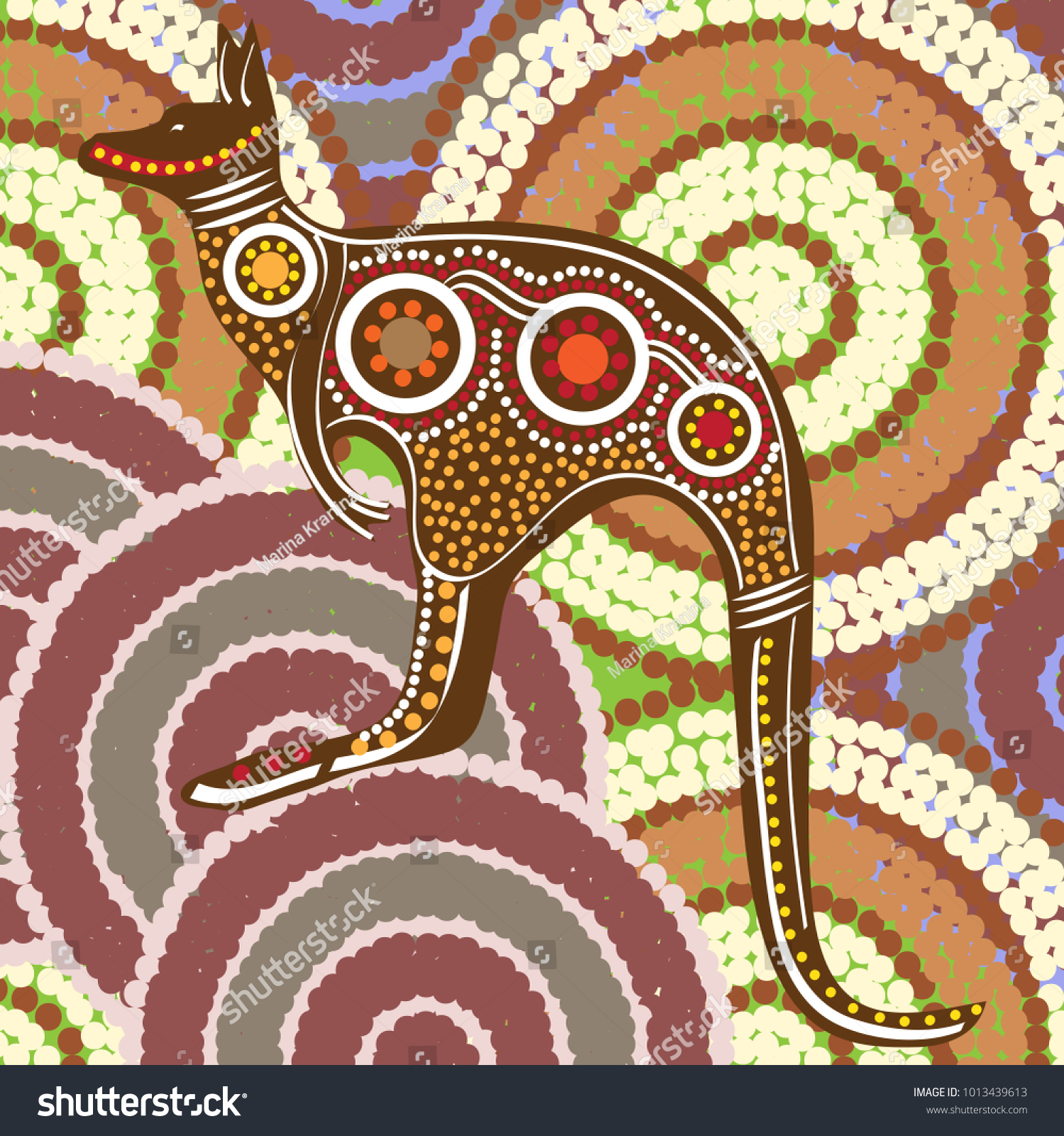 Australian Dot Painting Stock (Royalty Free) 1013439613