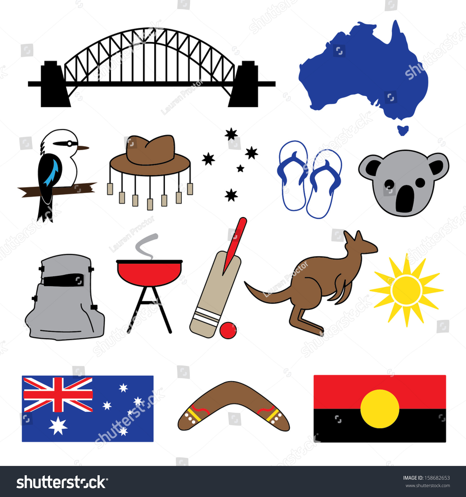 Stock Vektor Australian Icons Symbols bez Autorsk ch Poplatk 158682653