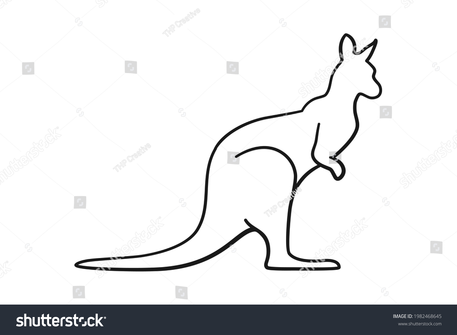 Australian Kangaroo Animal Outline Vector Icon Stock Vector (Royalty ...