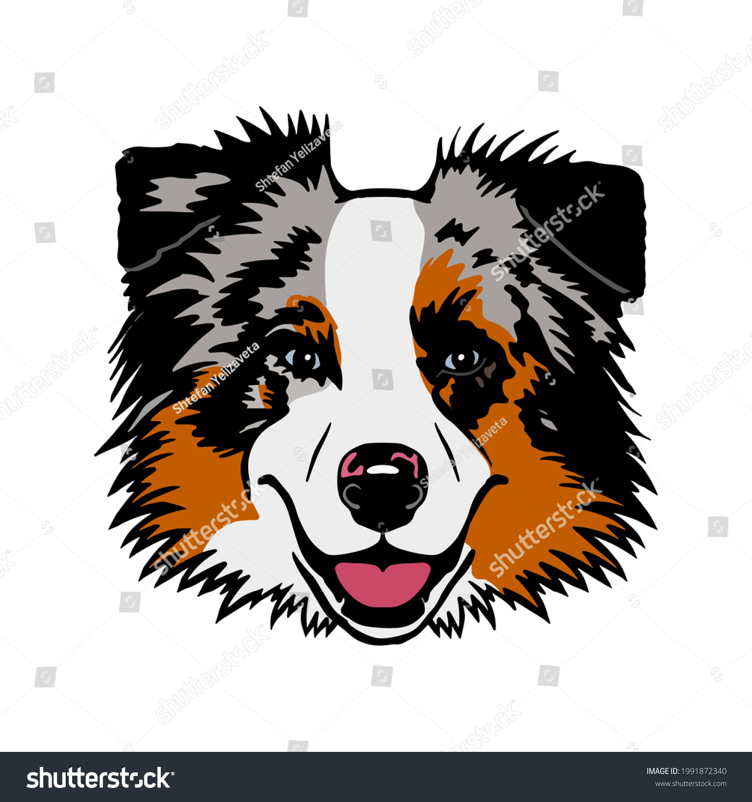 SVG of Australian shepherd dog. Vector clipart illustration. For printing and sublimation svg