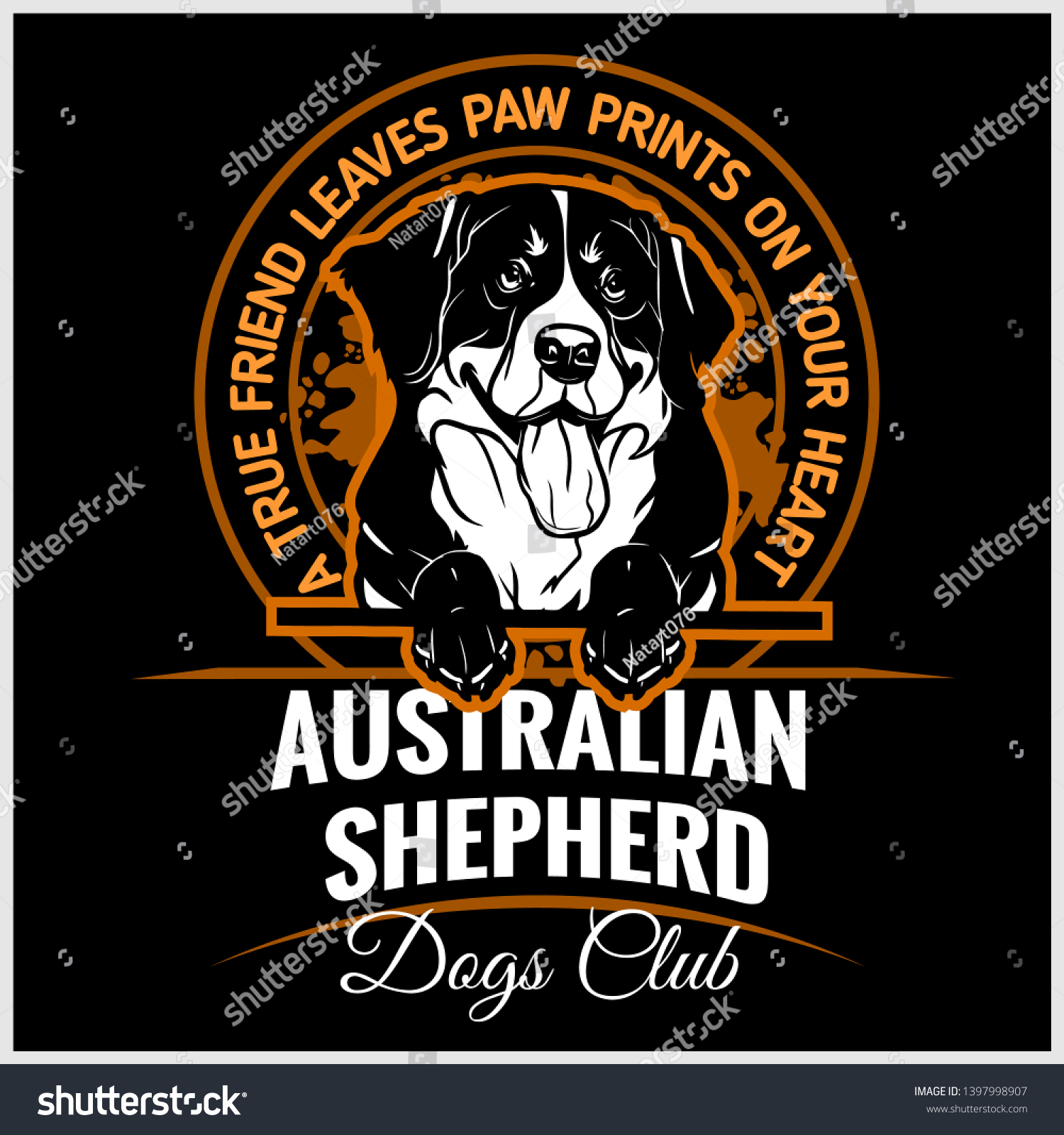 lancering At øge guitar Australian Shepherd Vector Illustration Tshirt Logo Stock Vector (Royalty  Free) 1397998907