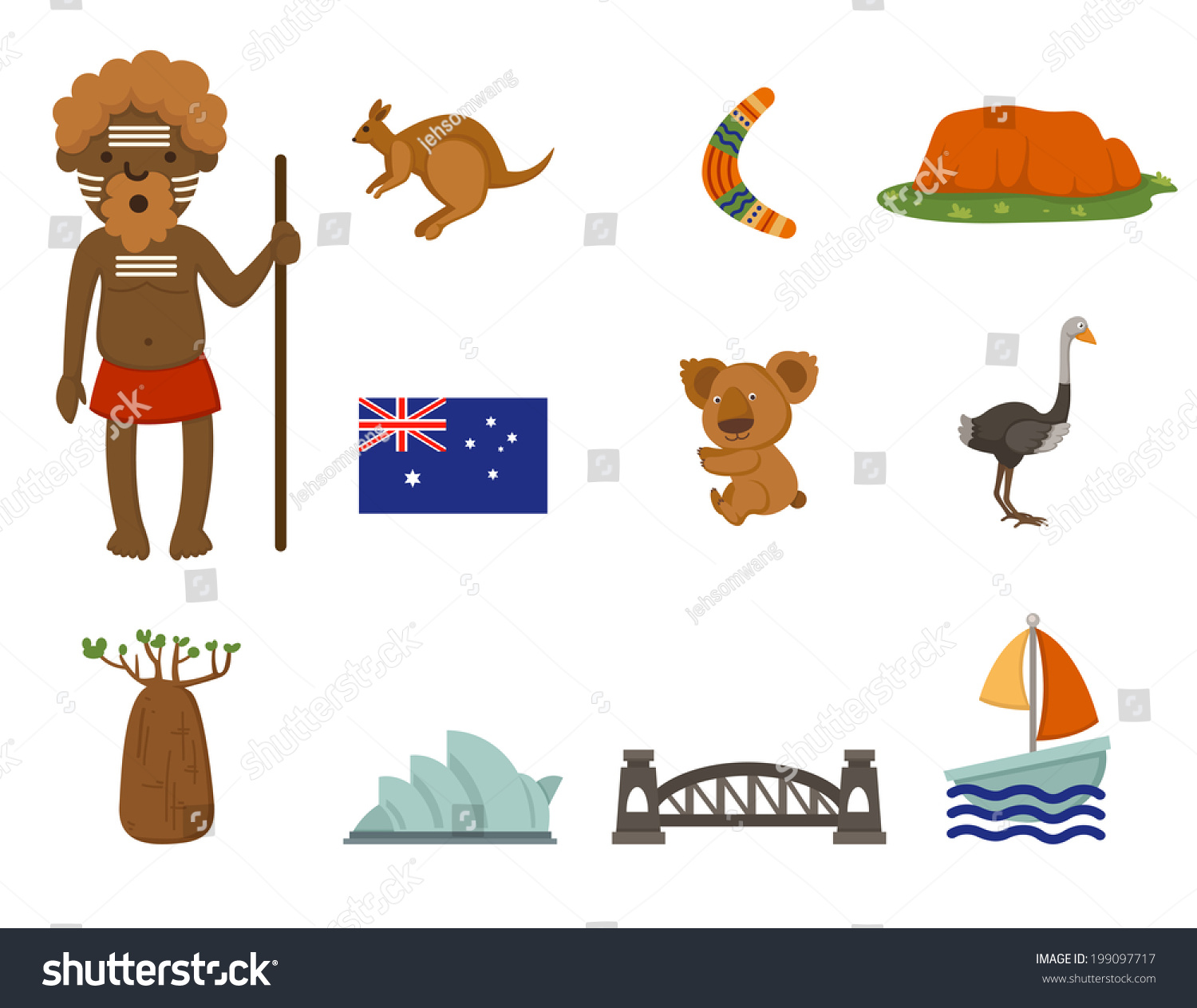 Australian Symbol Vector Set - 199097717 : Shutterstock