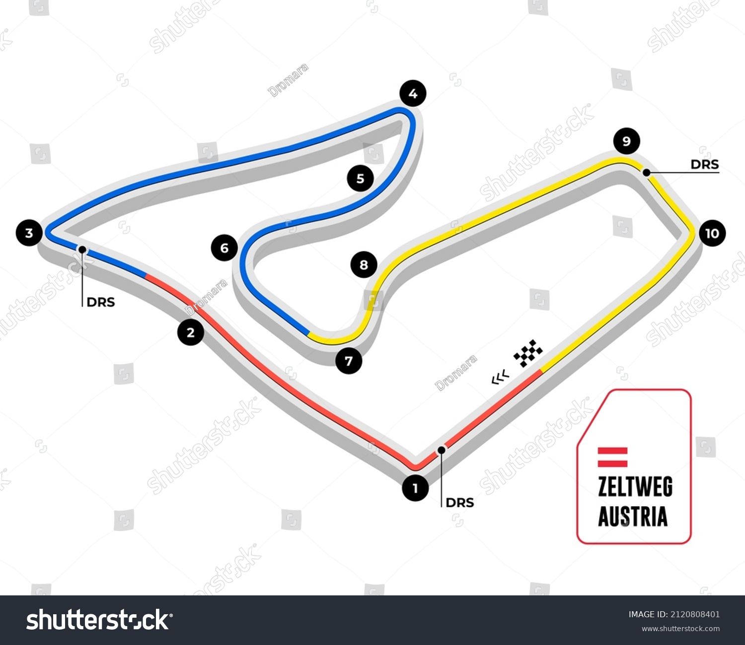 Austria Grand Prix Race Track Circuit Stock Vector (Royalty Free ...