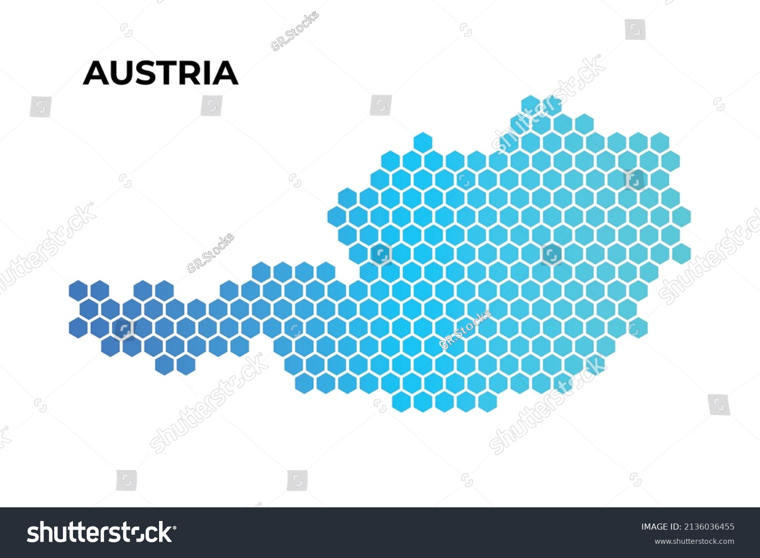 Austria Map Digital Hexagon Shape On Stock Vector (Royalty Free ...