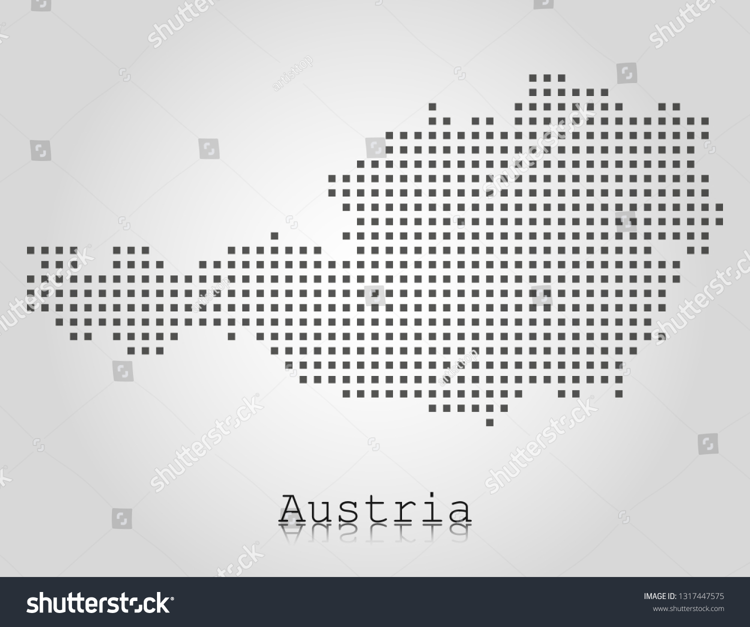 Austria Pixel Map Vector Illustration Isolated Stock Vector (royalty 