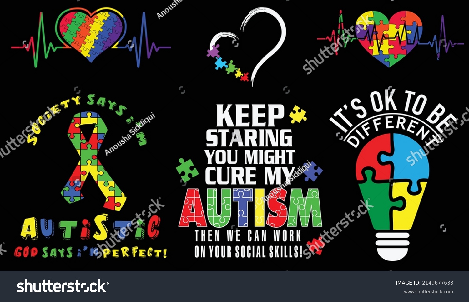 SVG of Autism Awareness Bundle, Autism awareness t shirt design vector illustration svg