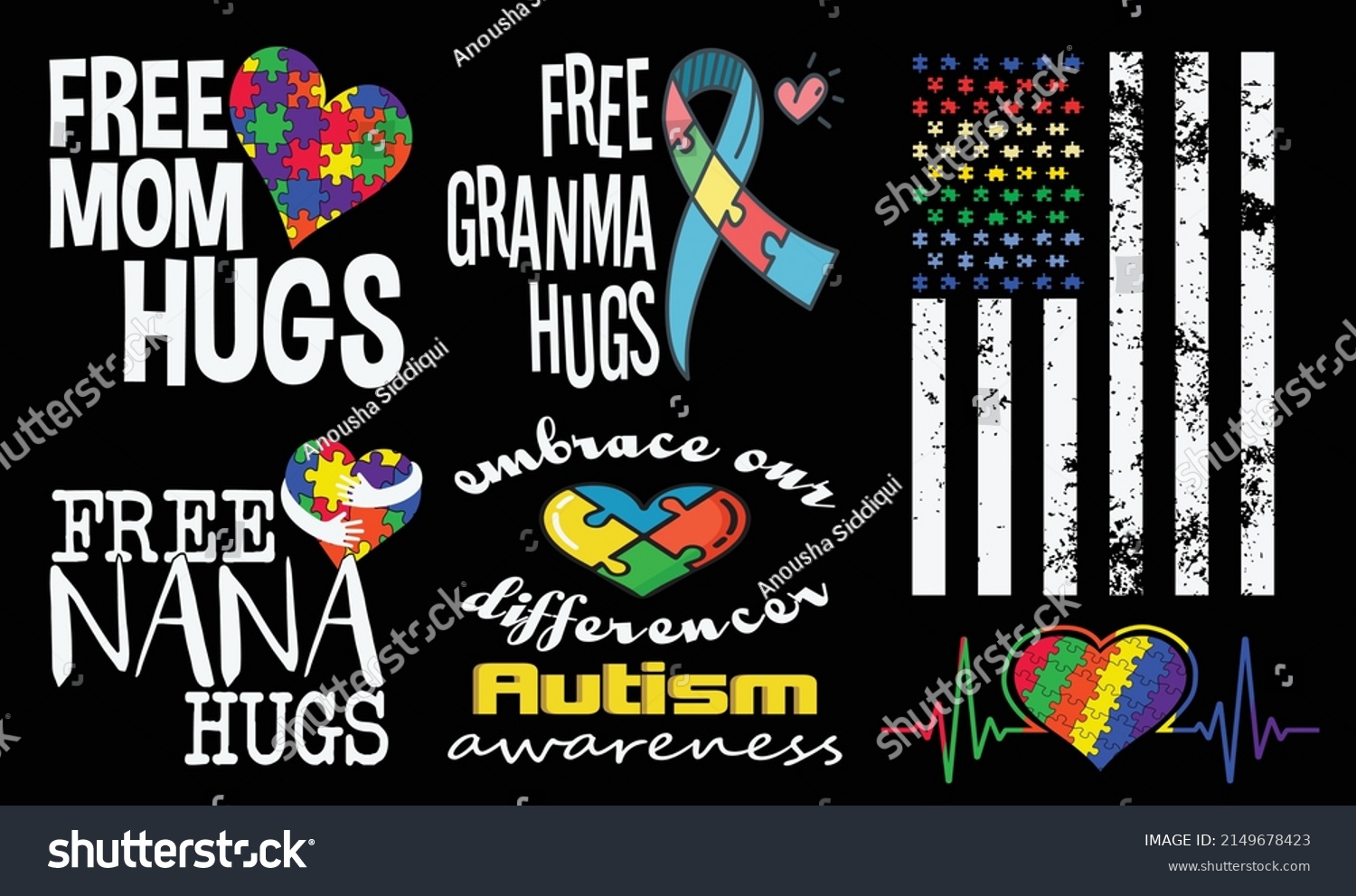 SVG of Autism Awareness Bundle, Autism awareness t shirt design vector illustration svg