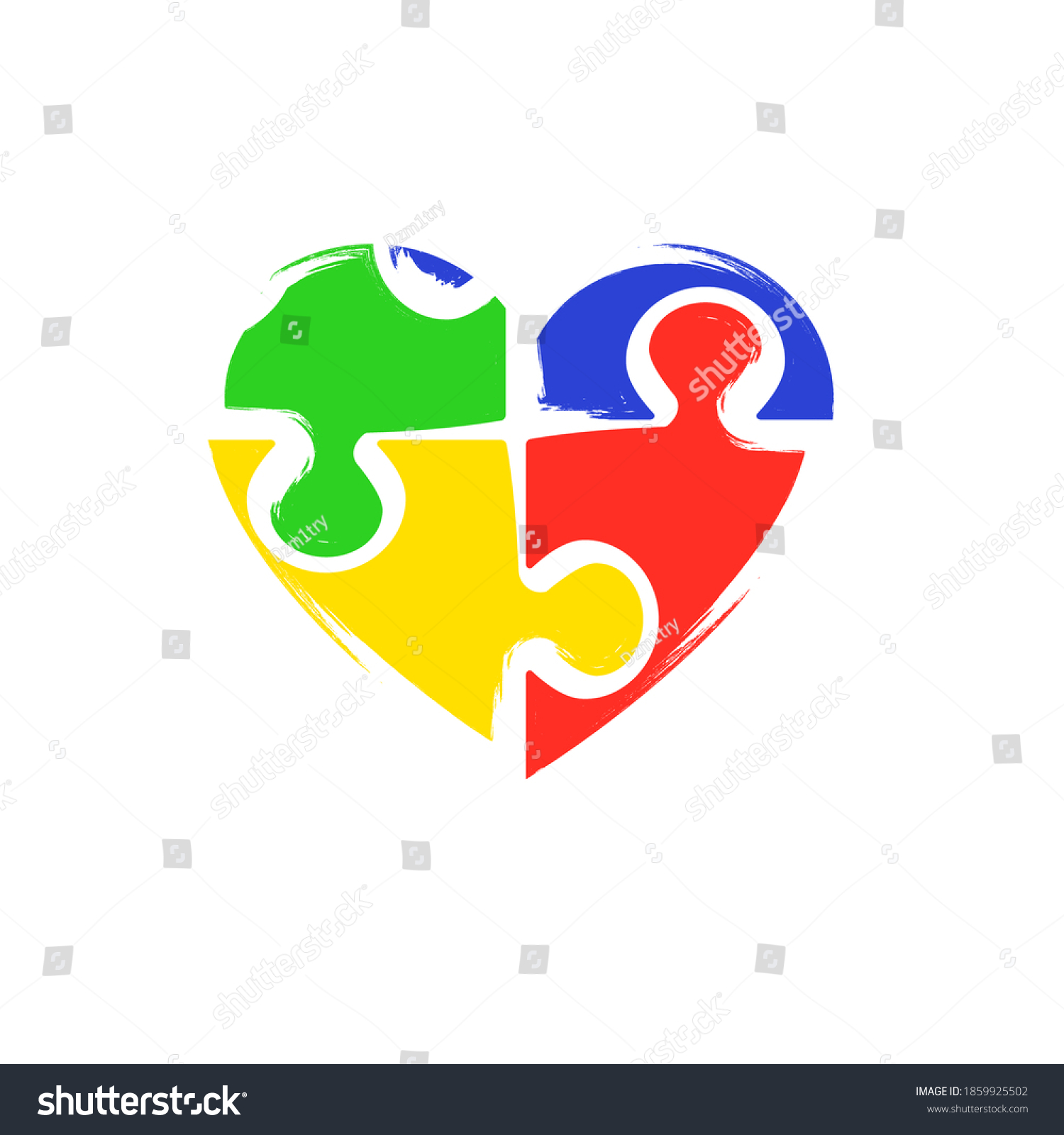 Autism Awareness Heart Icon Clipart Image Stock Vector (Royalty Free ...