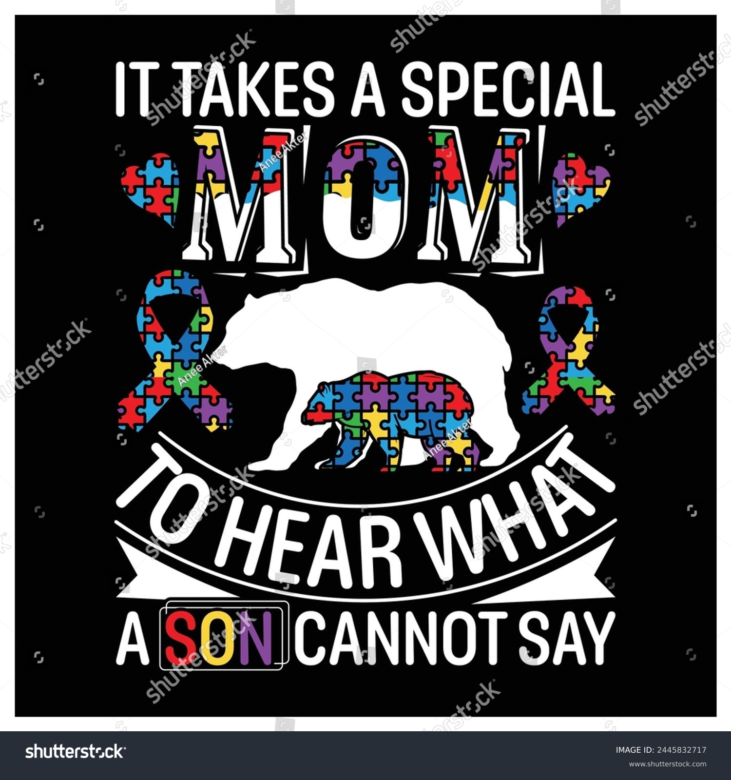 SVG of Autism Mama Bear T-Shirt, Autism Awareness Shirt, Colorful Graphic T-Shirt Design For Mother's Day svg