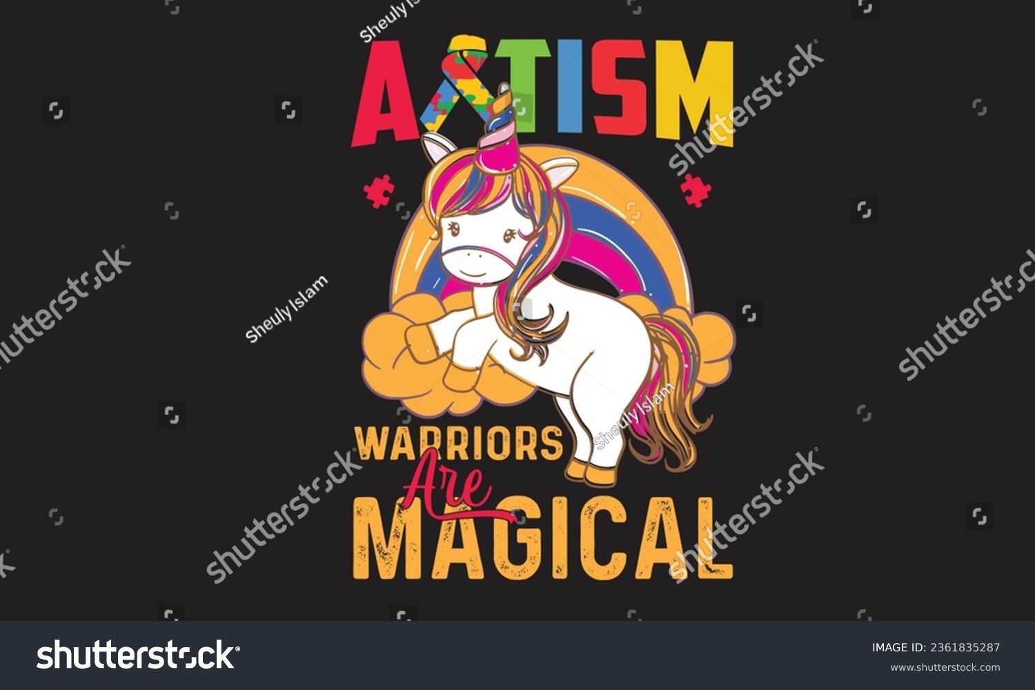 SVG of Autism Warriors Are Magical T-Shirt Design svg