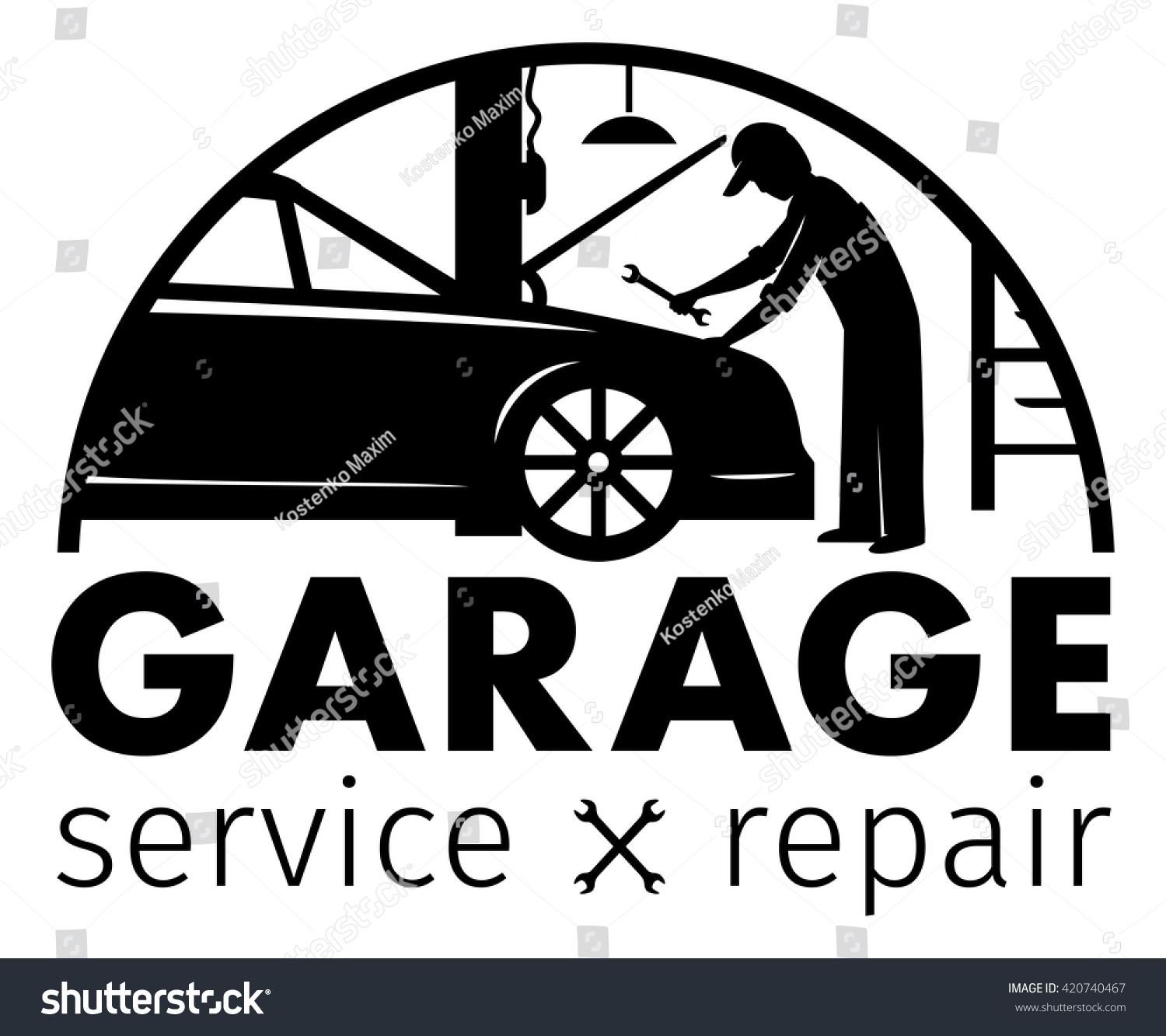 Auto Center Garage Service Repair Logovector Stock Vector Royalty