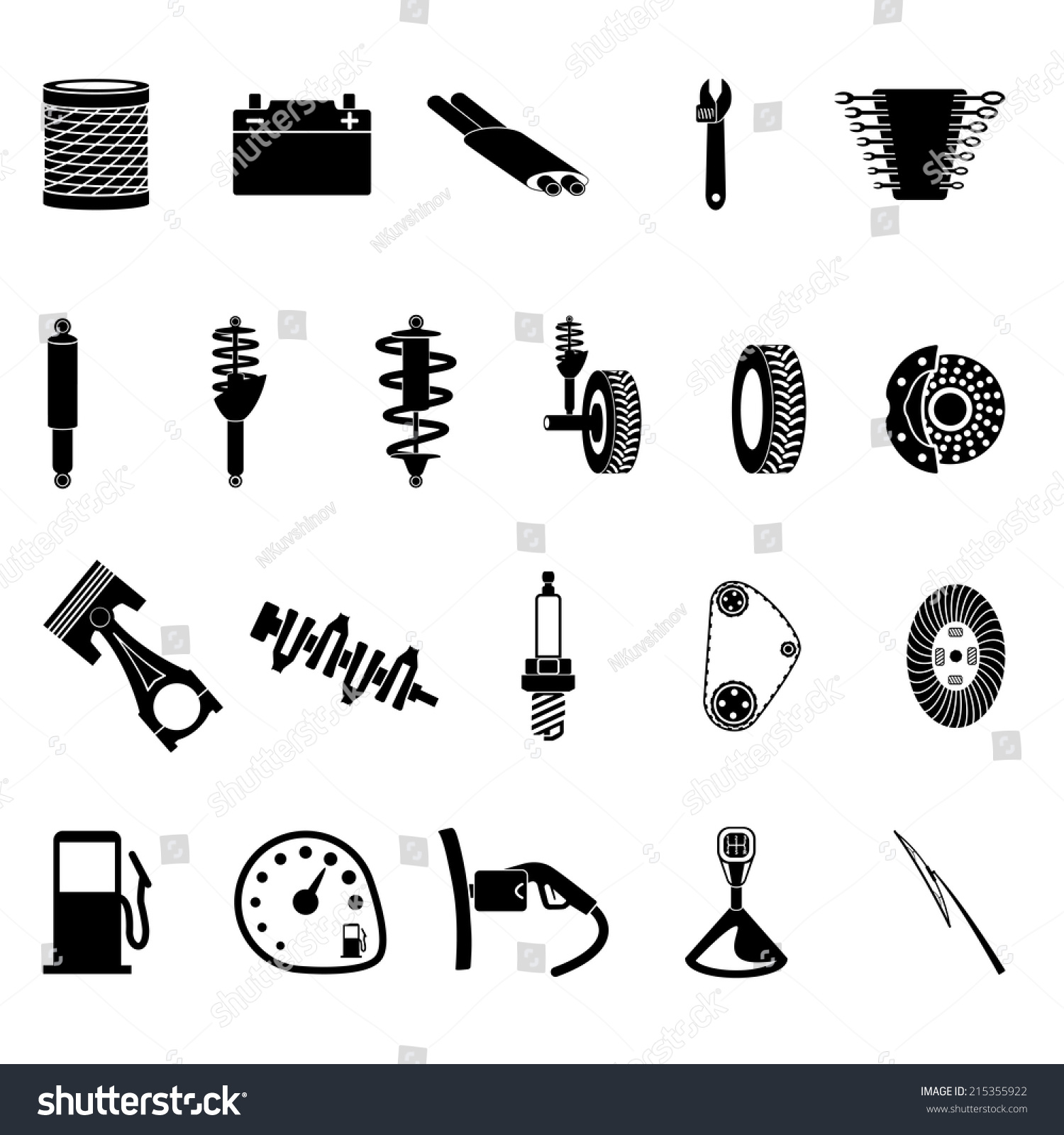 Auto Parts Icon Set On Gray Stock-Vektorgrafik (Lizenzfrei) 215355922