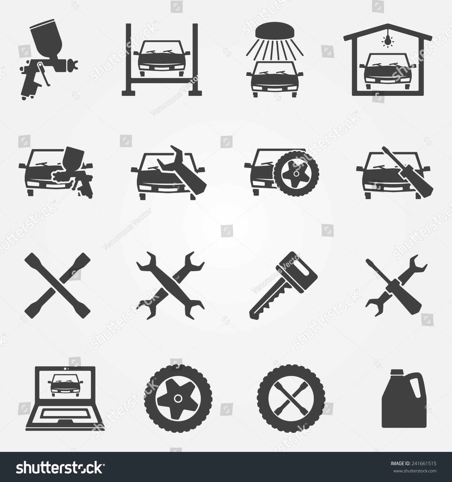 Auto Service Repair Icon Set Vector Stock Vector 241661515 - Shutterstock