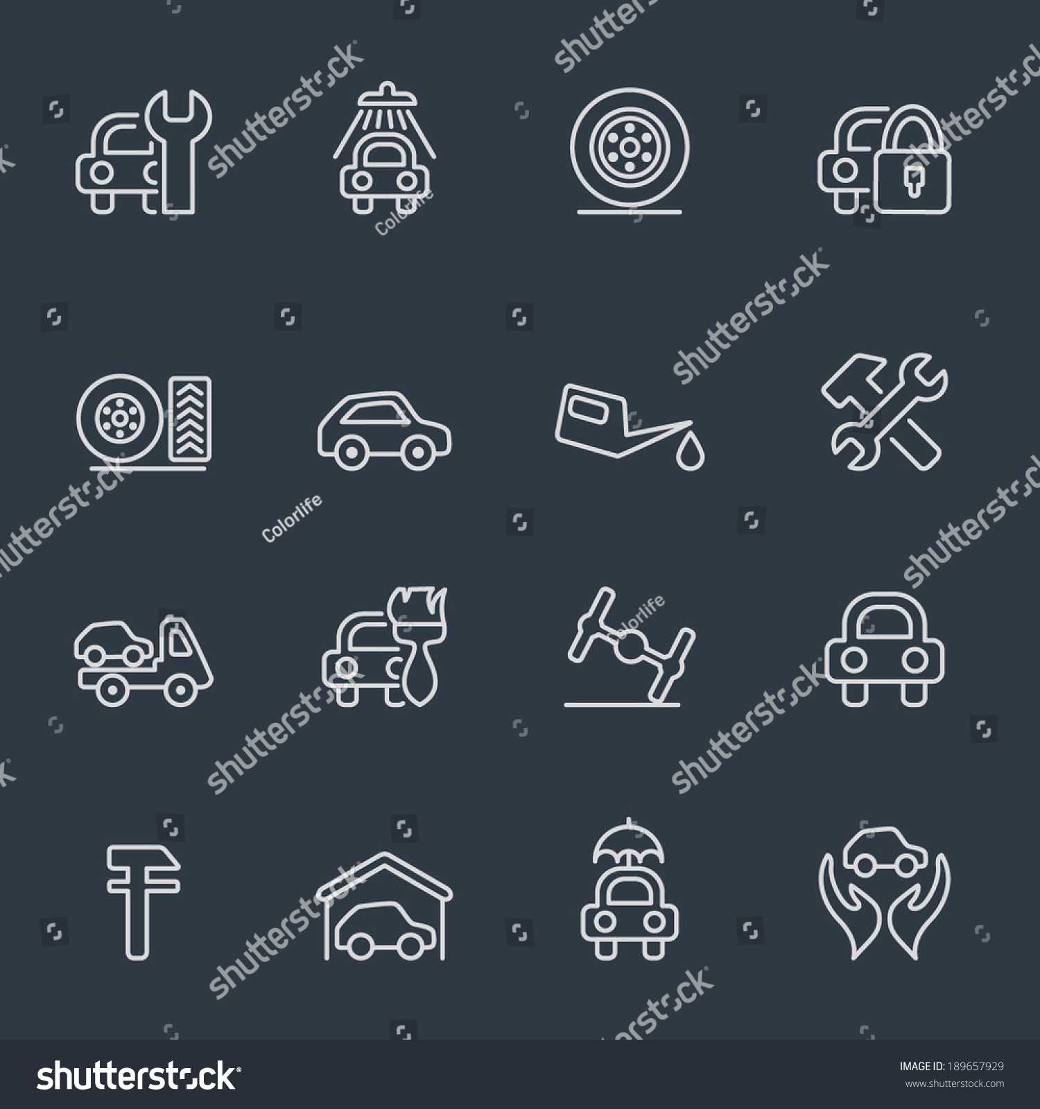 Auto Service Icons Stock Vector Illustration 189657929 : Shutterstock