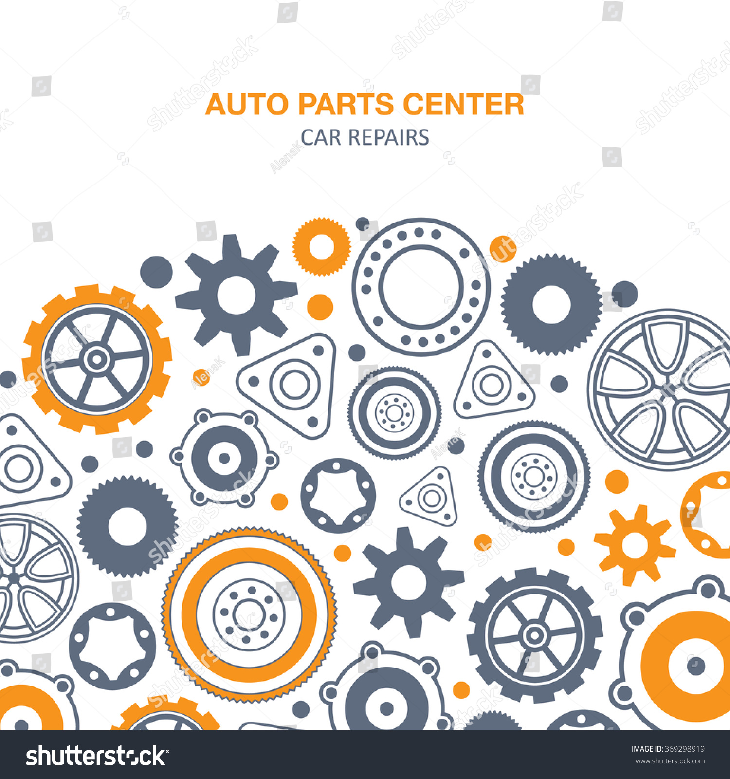 SVG of Auto spare parts and gears banner on white background svg