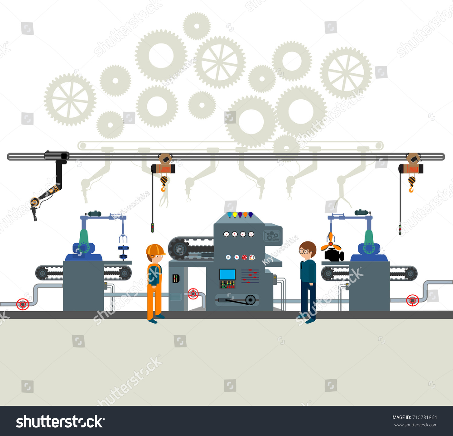 Automated Factory Assembly Line Robotic Arm: Vetor Stock (livre De ...