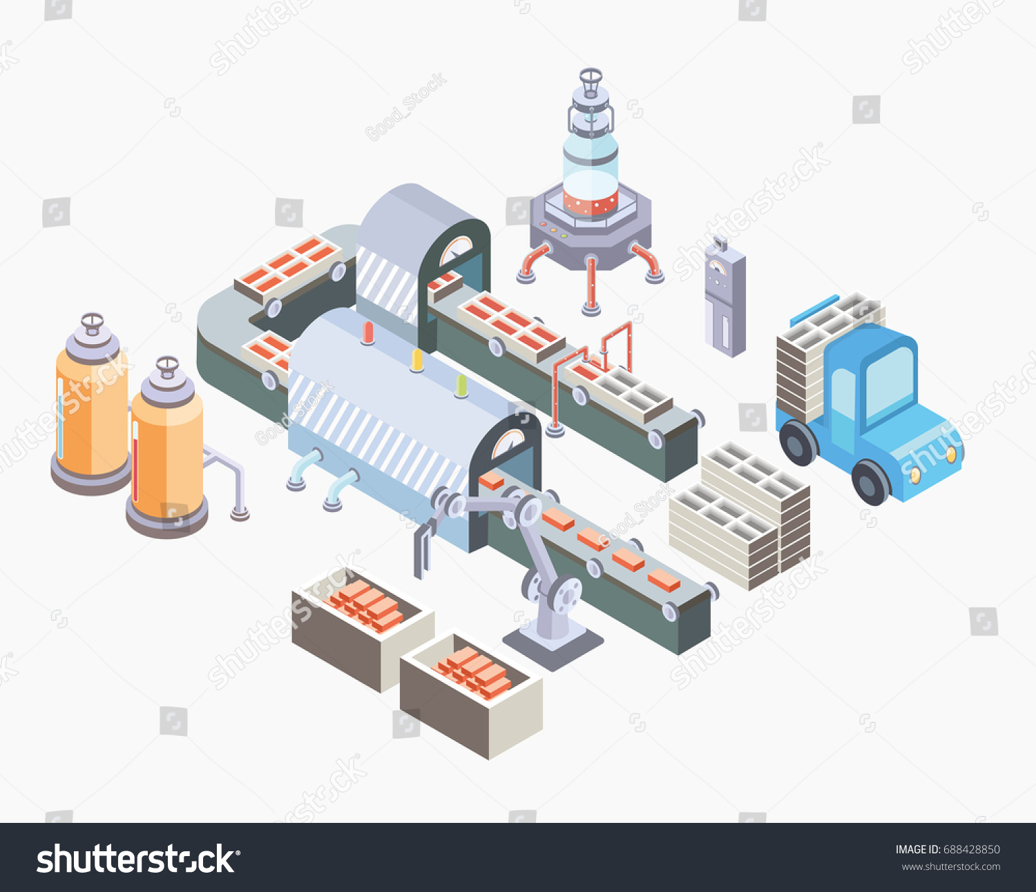 Automated Production Line Factory Floor Conveyor Stock Vector 688428850 ...