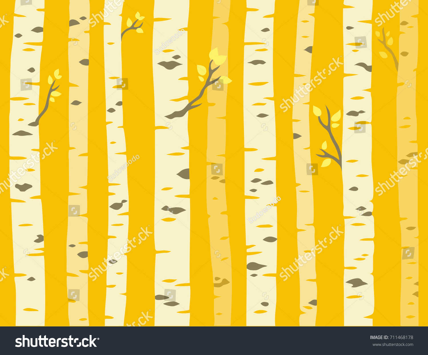 SVG of Autumn aspen grove, seamless tileable background pattern. Birch or aspen trees with yellow leaves. Vector illustration. svg